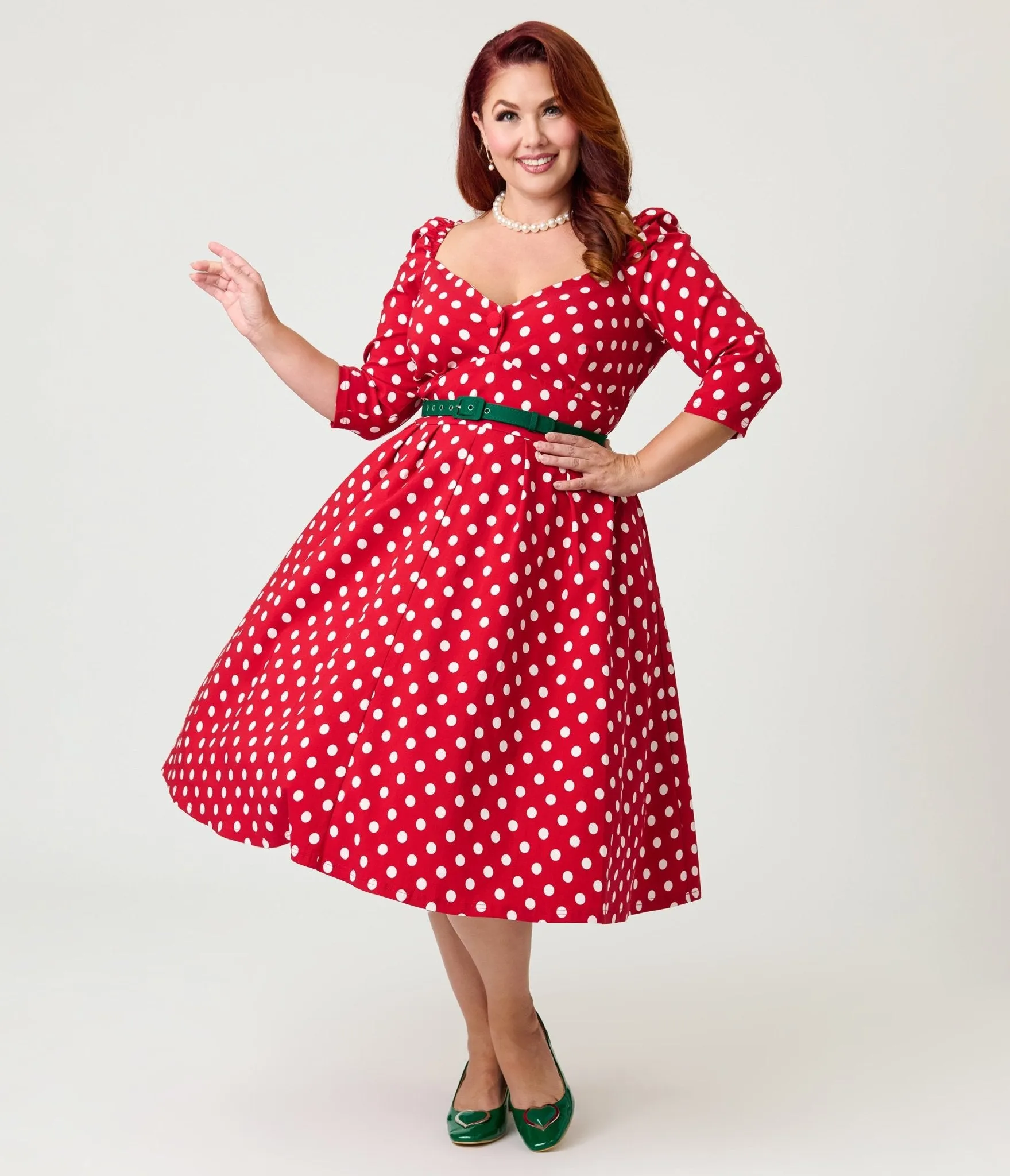 Unique Vintage Plus Size Red & White Dot Lamar Swing Dress sold by Unique Vintage product image thumbnail 4