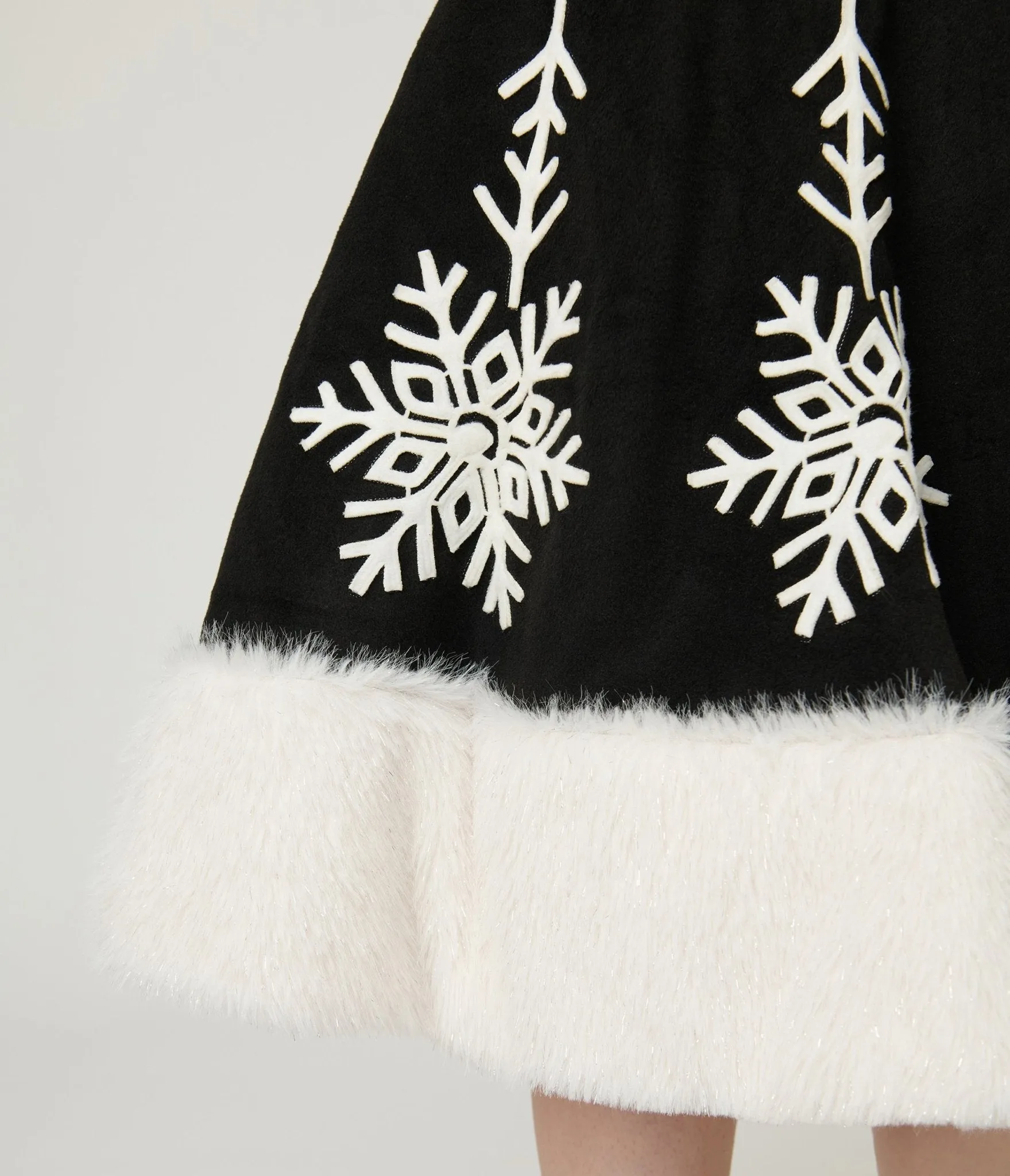 Unique Vintage Black Felt & White Fur Snowflake Soda Shop Swing Skirt sold by Unique Vintage product image thumbnail 5