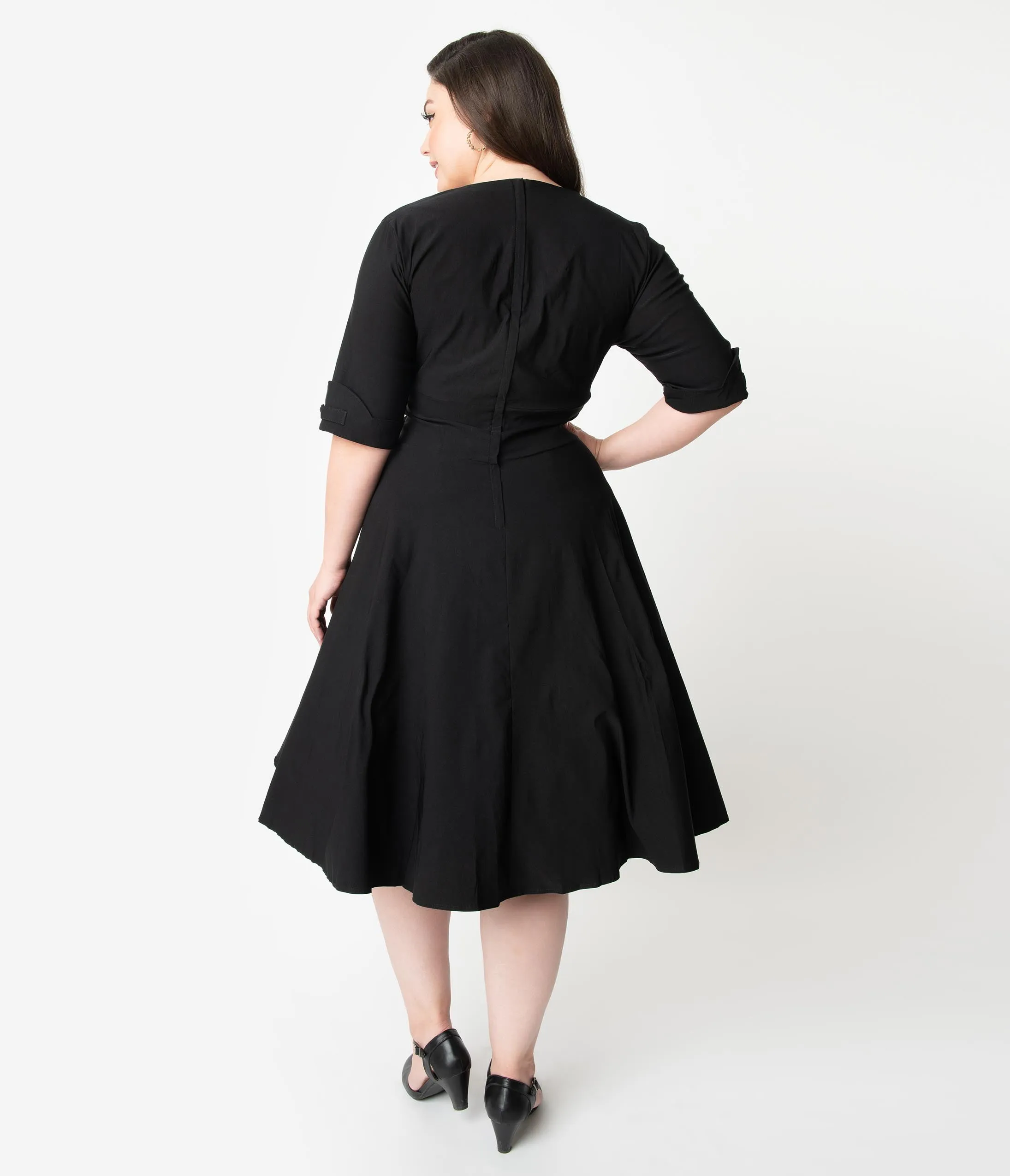 Unique Vintage Plus Size Black Delores Swing Dress with Sleeves sold by Unique Vintage product image thumbnail 2