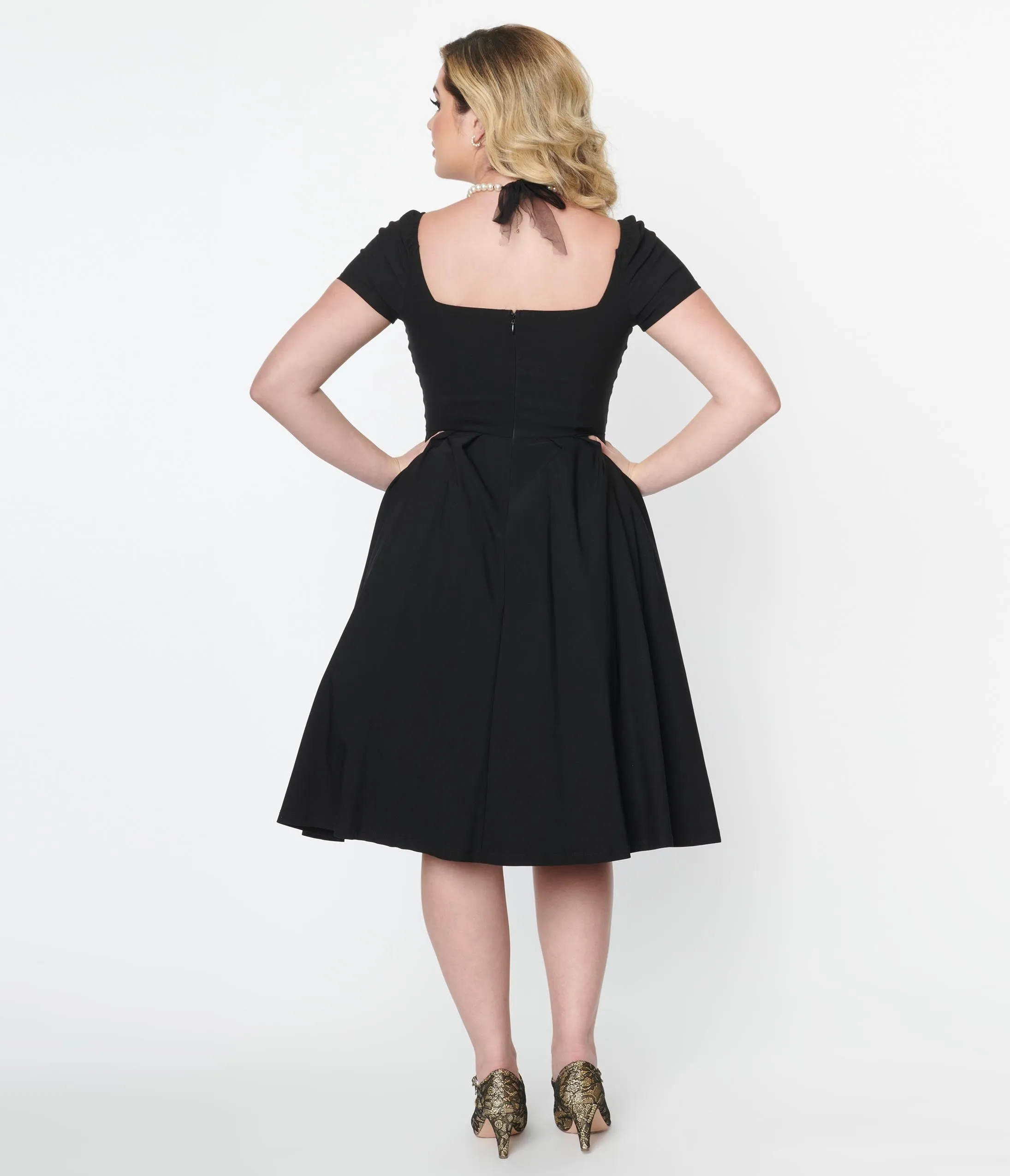 Unique Vintage Black Sweetheart Midge Swing Dress sold by Unique Vintage product image thumbnail 2