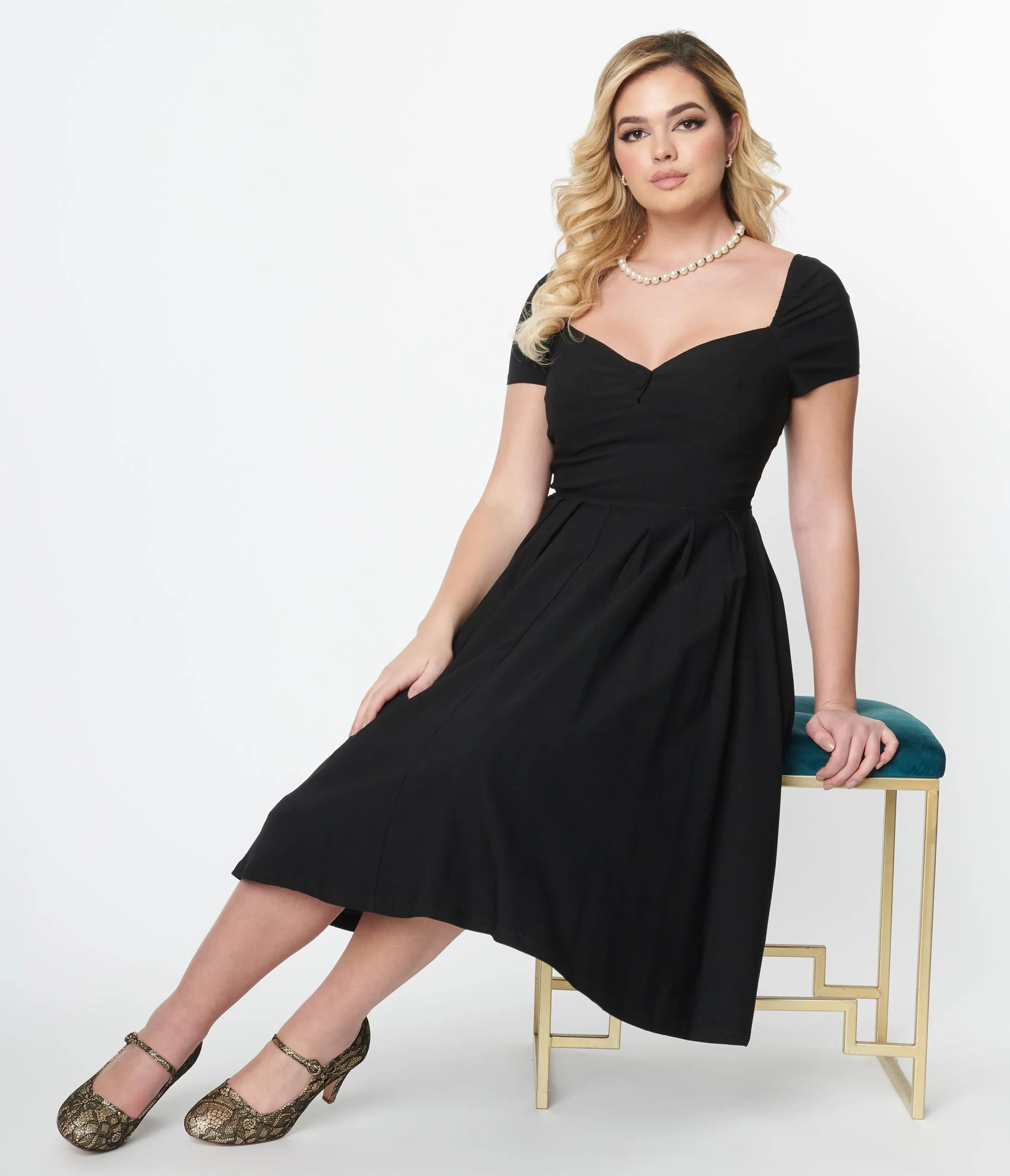 Unique Vintage Black Sweetheart Midge Swing Dress sold by Unique Vintage product image thumbnail 4