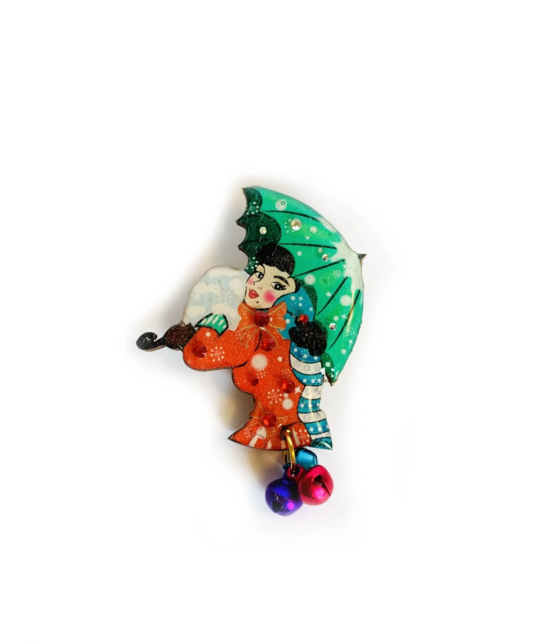 Winter Umbrella Christmas Brooch sold by Unique Vintage product image thumbnail 2