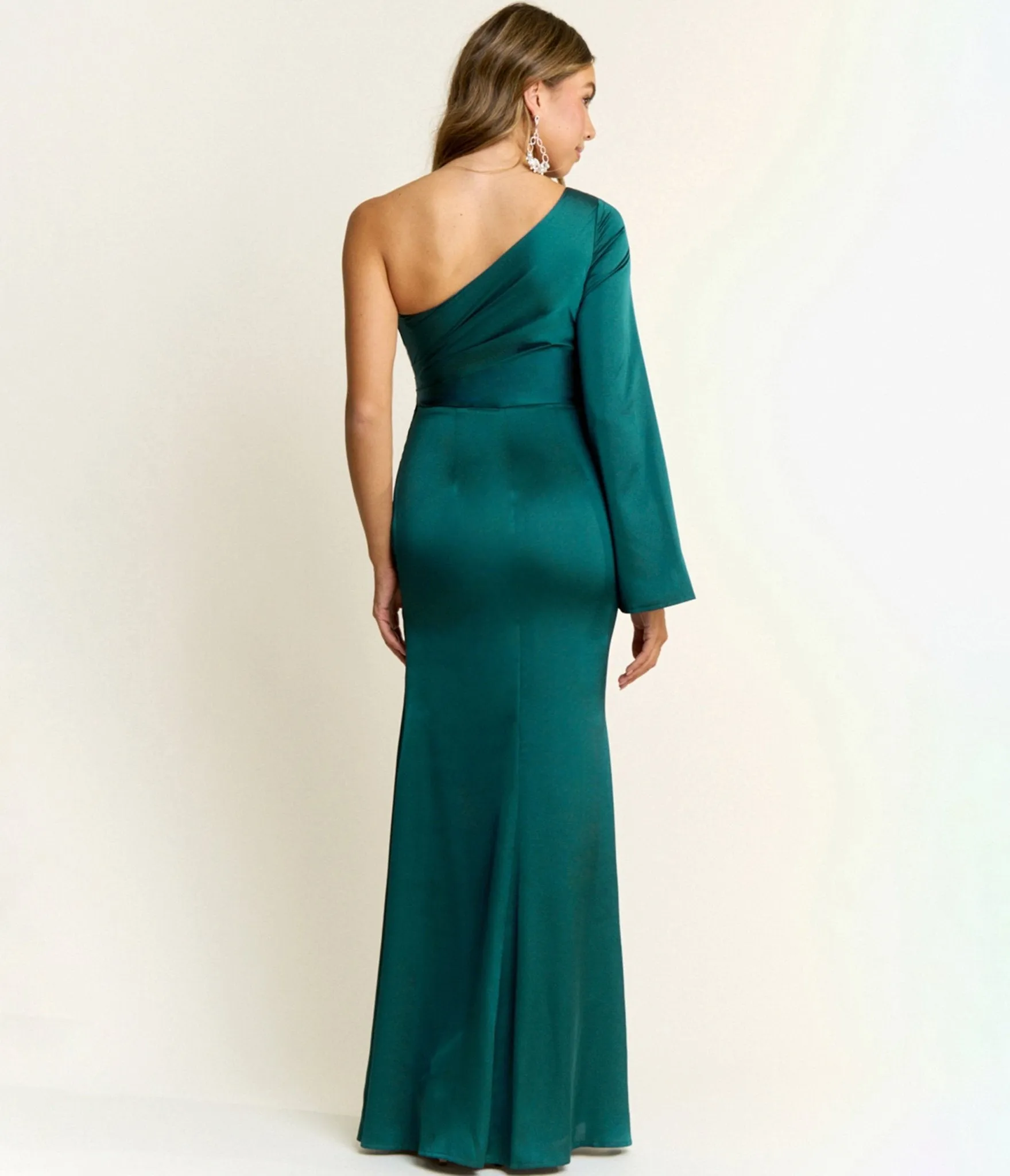 Teal One Shoulder Maxi Dress sold by Unique Vintage product image thumbnail 2