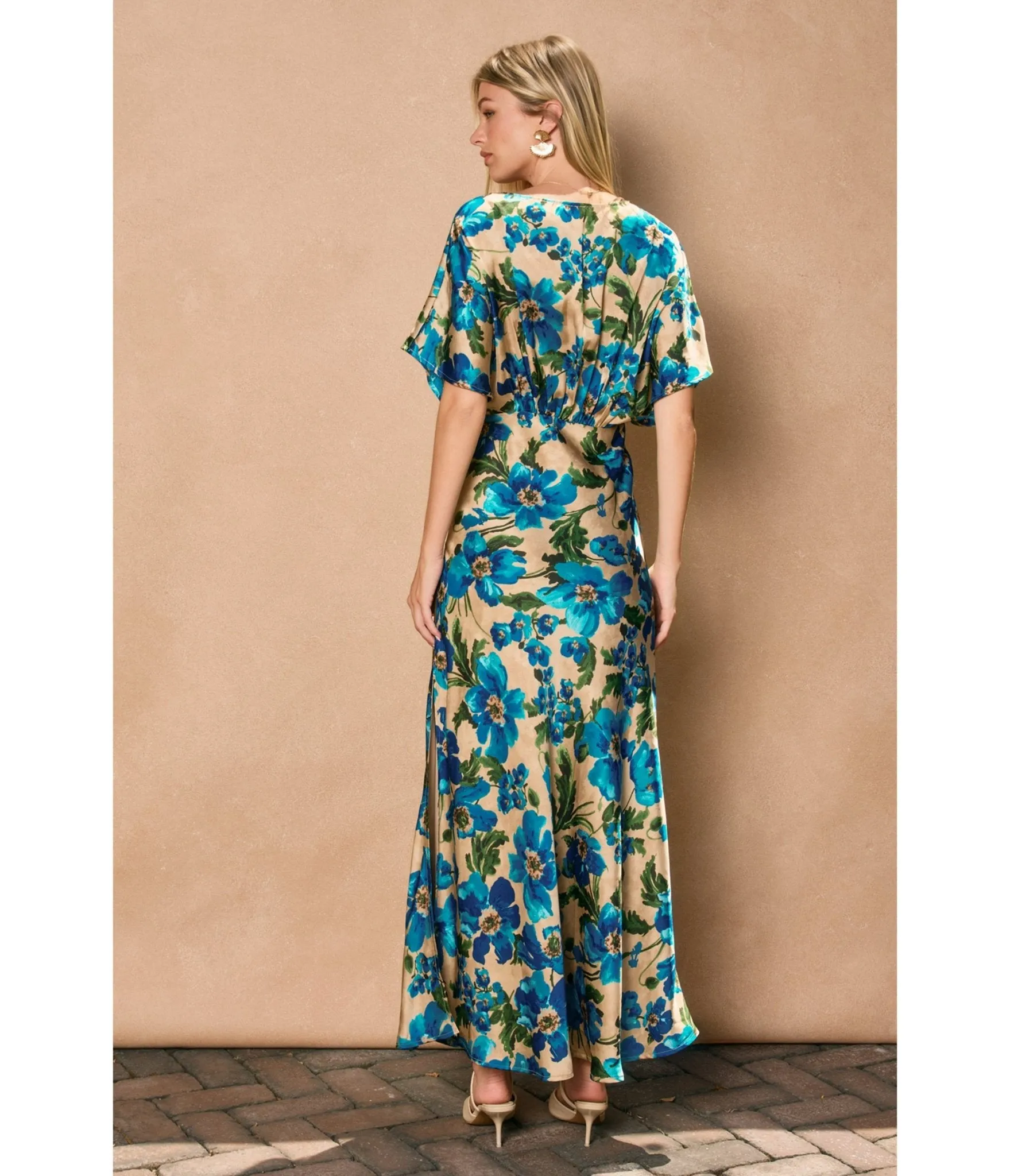 Blue Floral Blouson Maxi Dress sold by Unique Vintage product image thumbnail 2