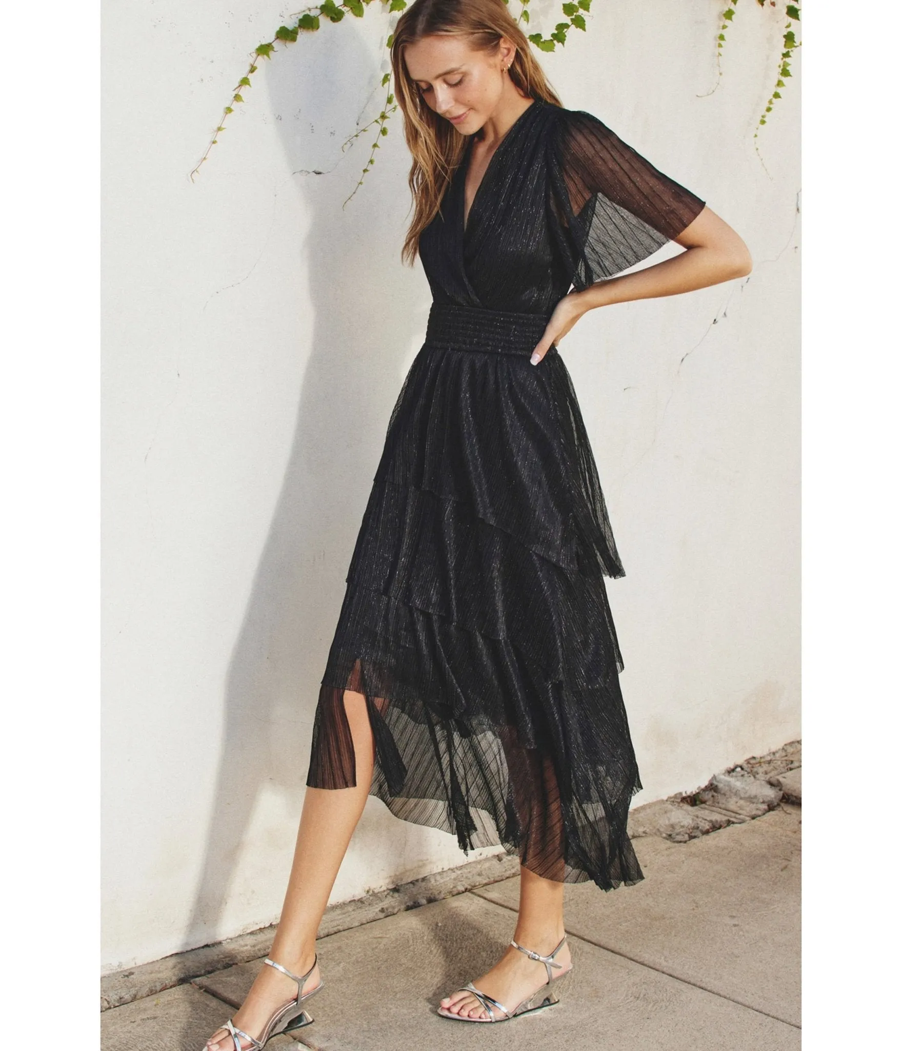 Black Metallic Maxi Dress sold by Unique Vintage product image thumbnail 3