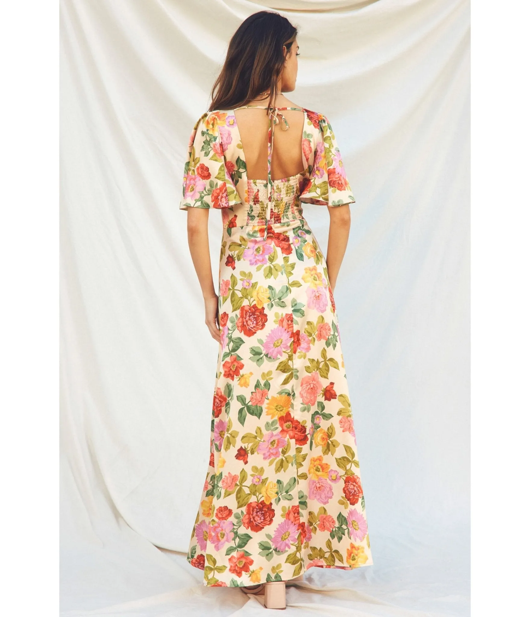 1930's Flutter Sleeve Floral Maxi Dress sold by Unique Vintage product image thumbnail 2