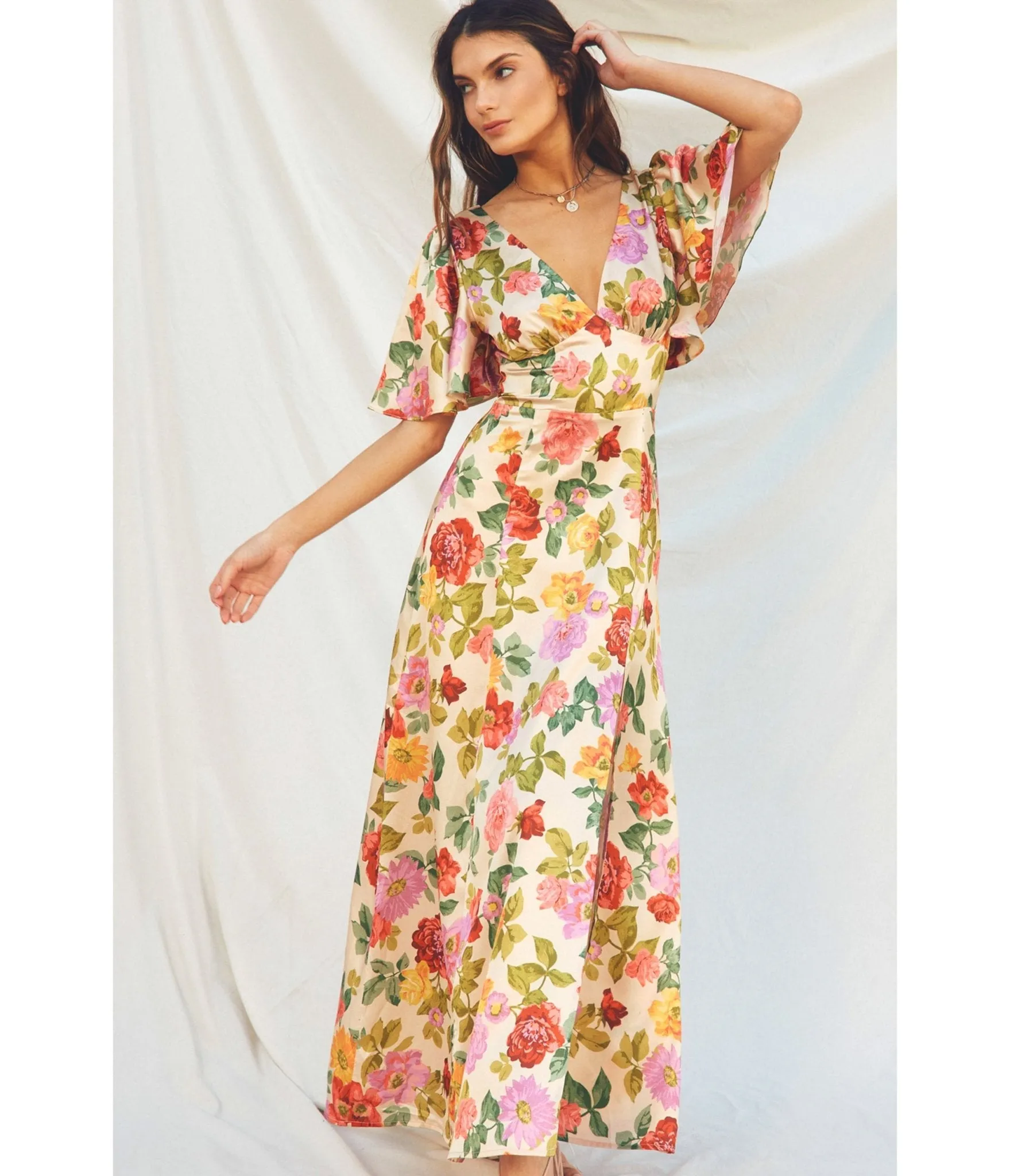 1930's Flutter Sleeve Floral Maxi Dress sold by Unique Vintage product image thumbnail 4
