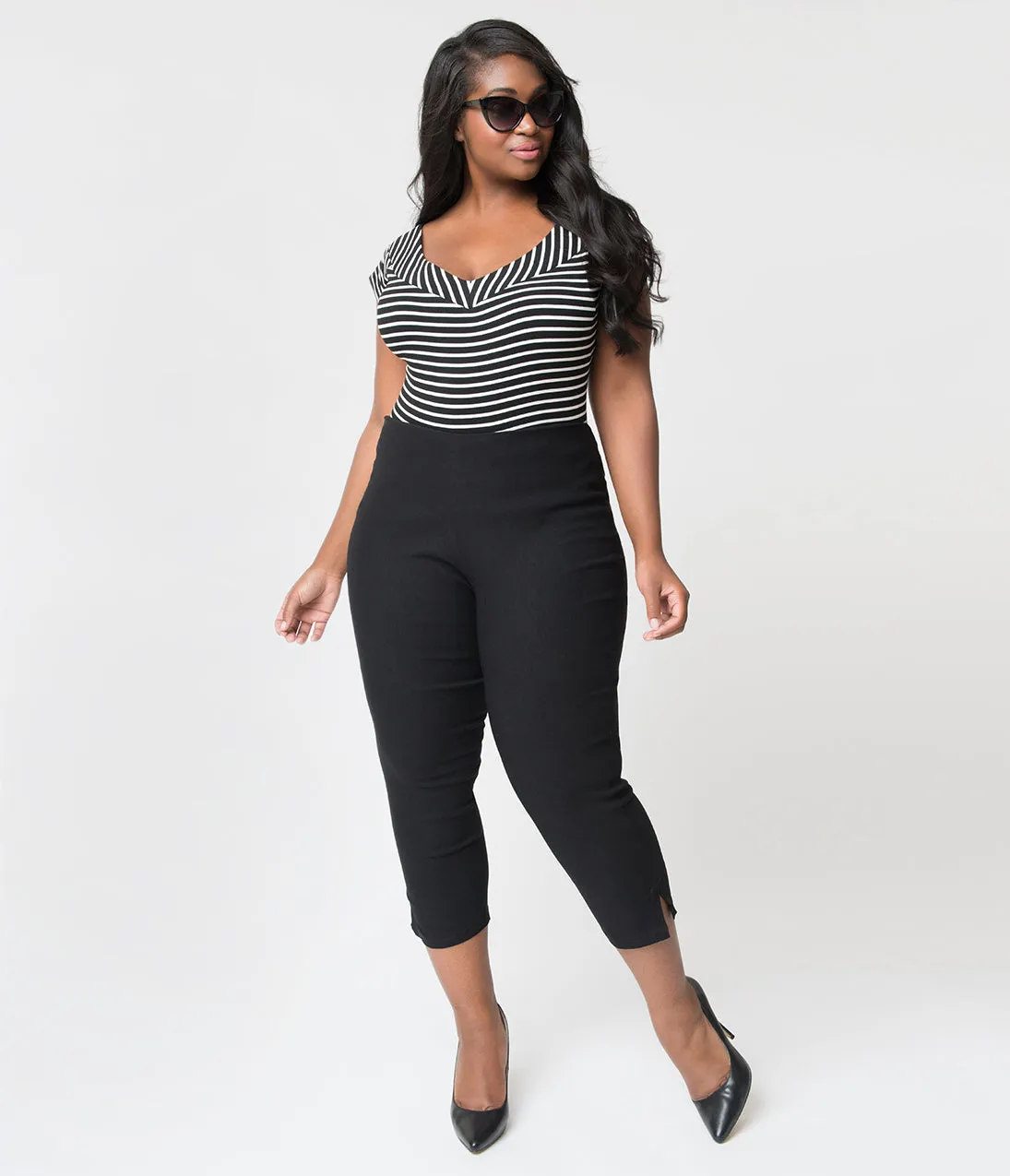 Unique Vintage Plus Size 1950s Black High Waist Rachelle Capri Pants sold by Unique Vintage product image thumbnail 5