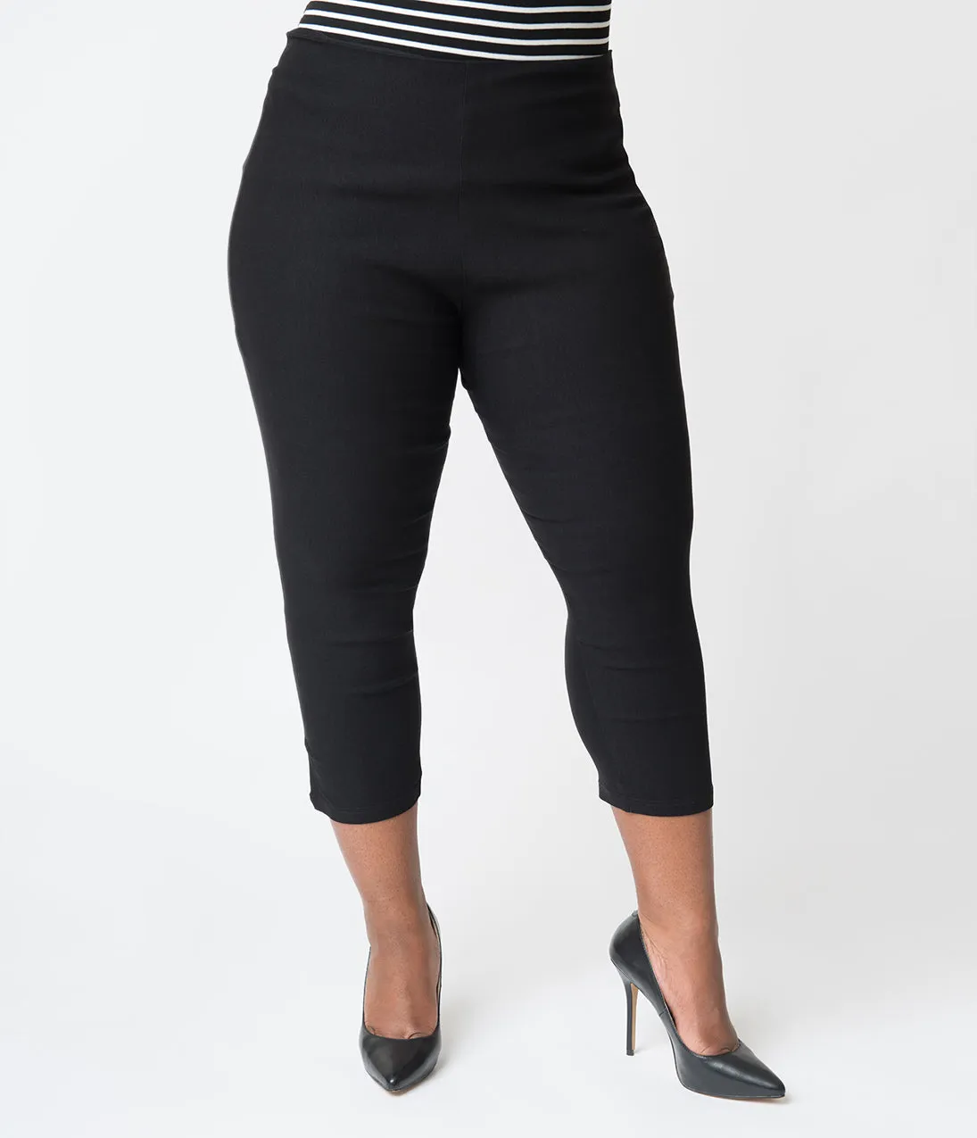 Unique Vintage Plus Size 1950s Black High Waist Rachelle Capri Pants sold by Unique Vintage product image thumbnail 2