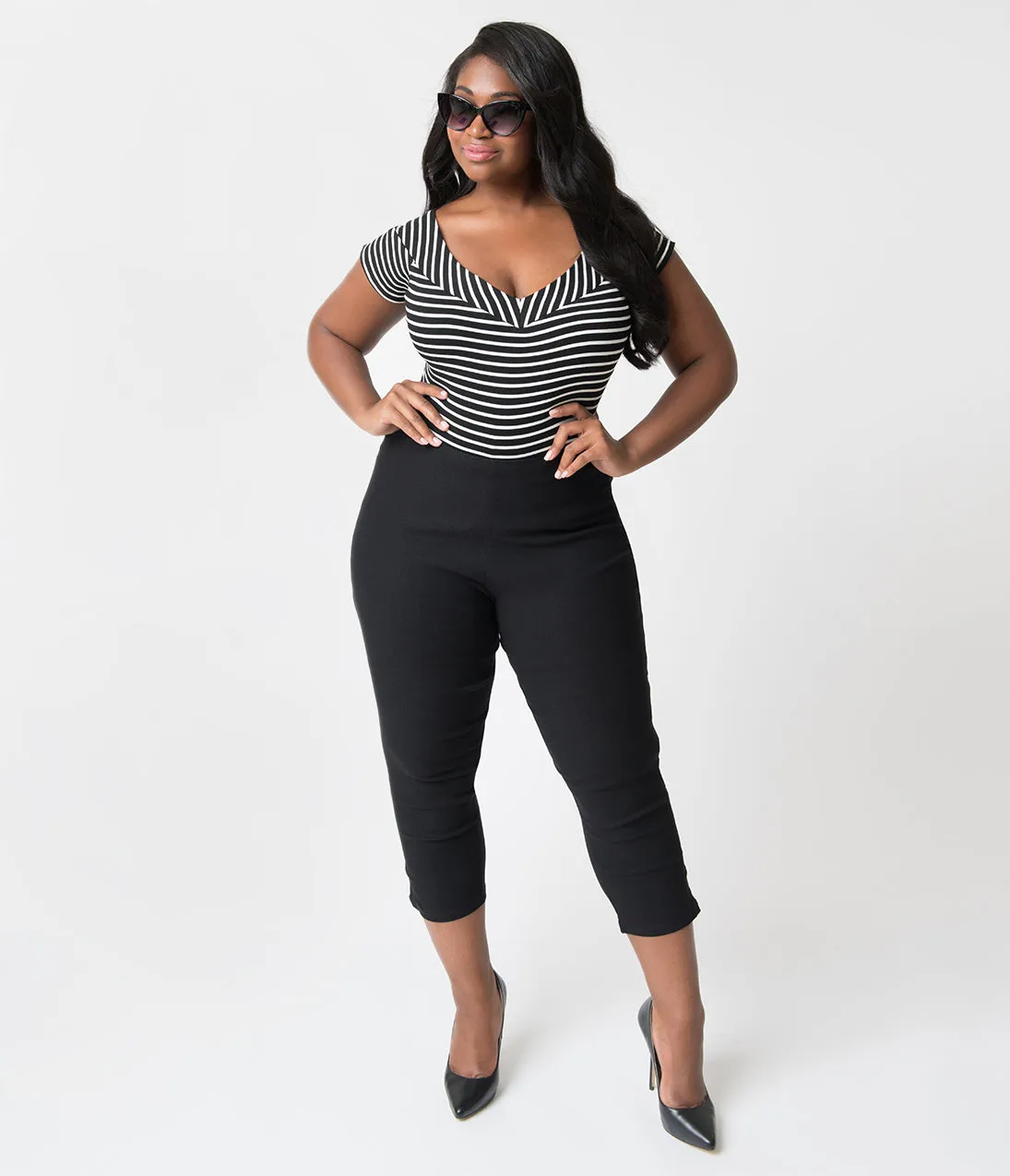 Unique Vintage Plus Size 1950s Black High Waist Rachelle Capri Pants sold by Unique Vintage product image thumbnail 4