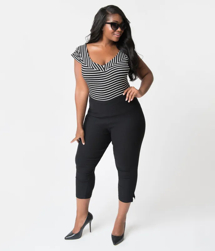 Unique Vintage Plus Size 1950s Black High Waist Rachelle Capri Pants sold by Unique Vintage