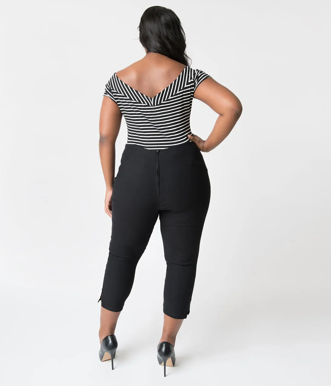 Unique Vintage Plus Size 1950s Black High Waist Rachelle Capri Pants sold by Unique Vintage product image thumbnail 3