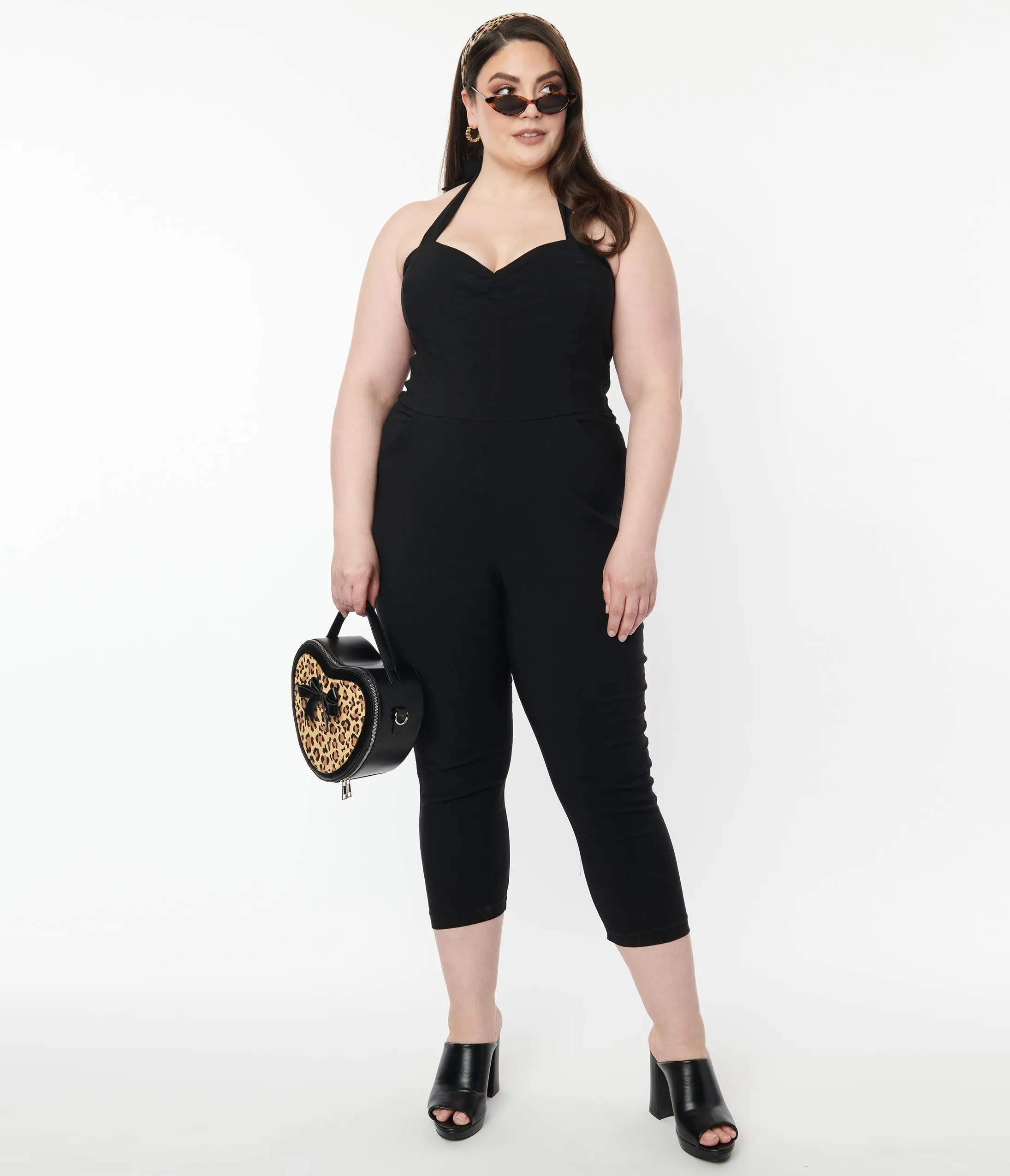 Unique Vintage Plus Size 1950s Black Halter Marcel Jumpsuit sold by Unique Vintage product image thumbnail 3