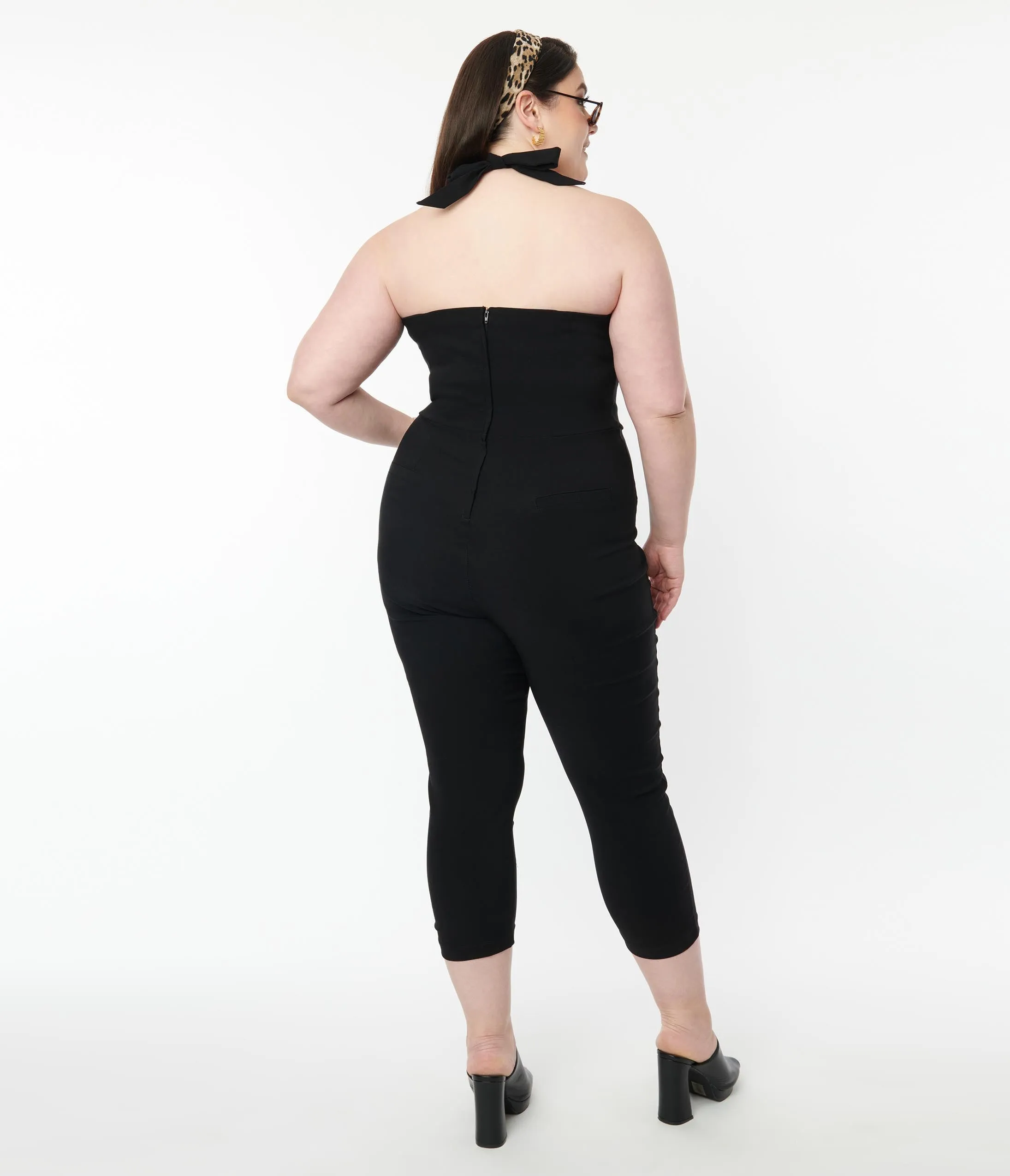 Unique Vintage Plus Size 1950s Black Halter Marcel Jumpsuit sold by Unique Vintage product image thumbnail 2