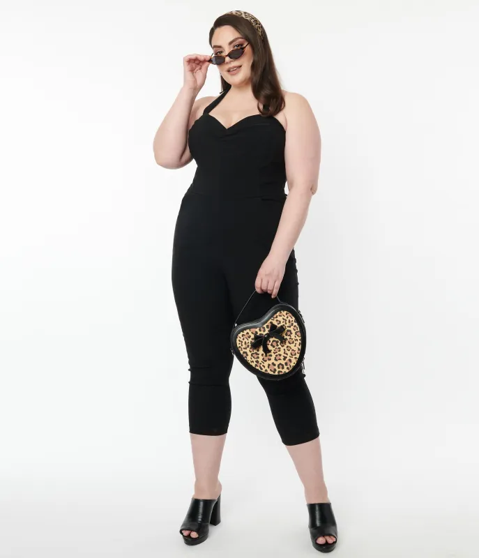 Unique Vintage Plus Size 1950s Black Halter Marcel Jumpsuit sold by Unique Vintage