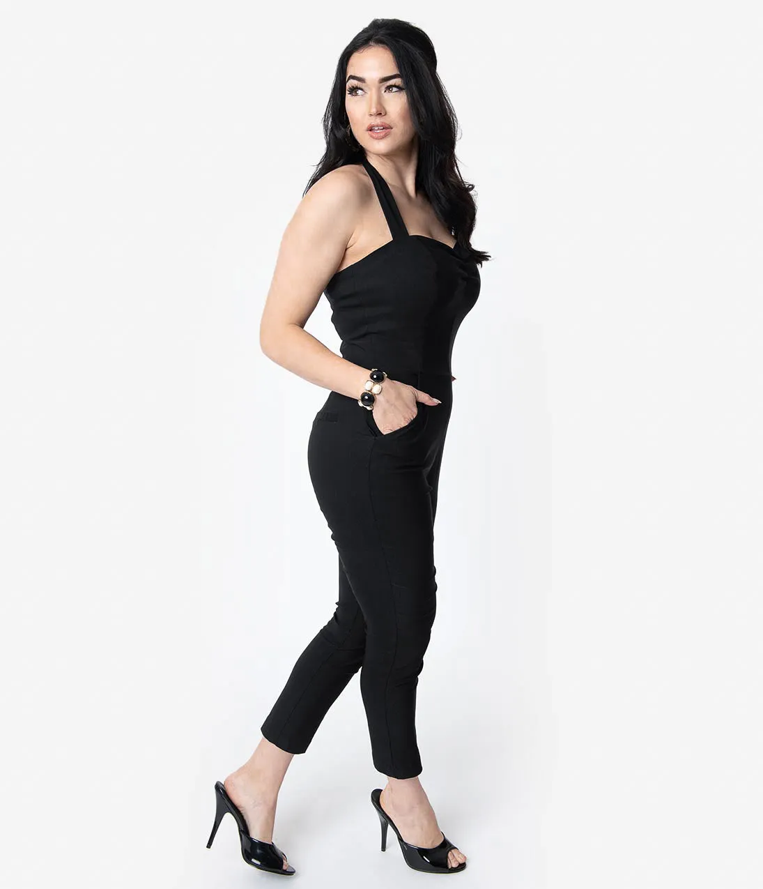 Unique Vintage 1950s Black Halter Marcel Jumpsuit sold by Unique Vintage product image thumbnail 3