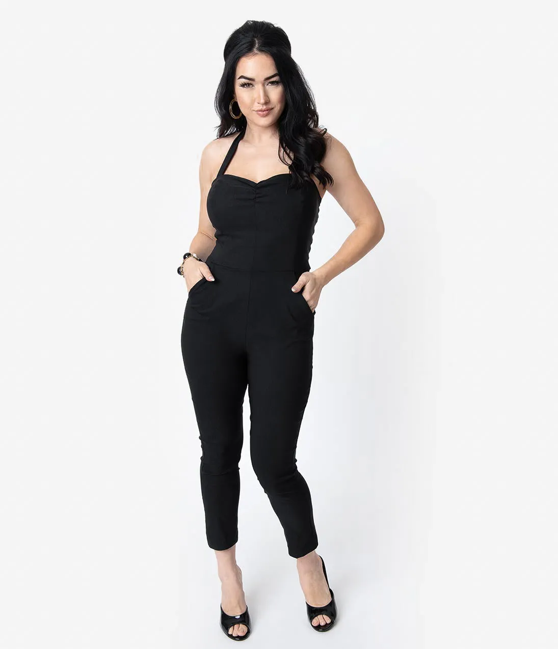 Unique Vintage 1950s Black Halter Marcel Jumpsuit sold by Unique Vintage product image thumbnail 5