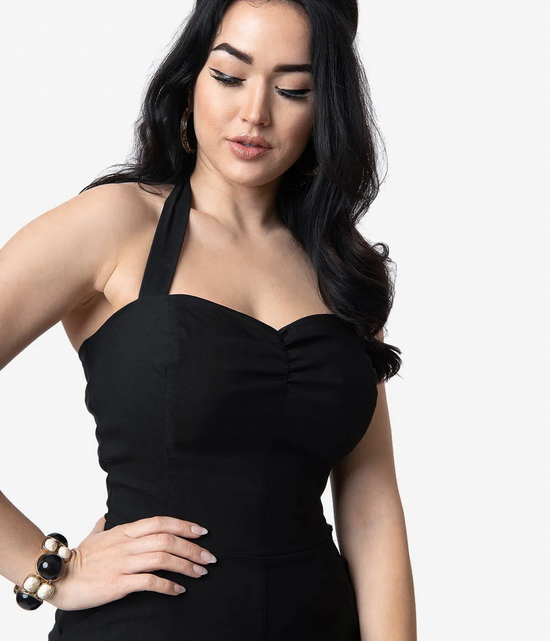 Unique Vintage 1950s Black Halter Marcel Jumpsuit sold by Unique Vintage product image thumbnail 4