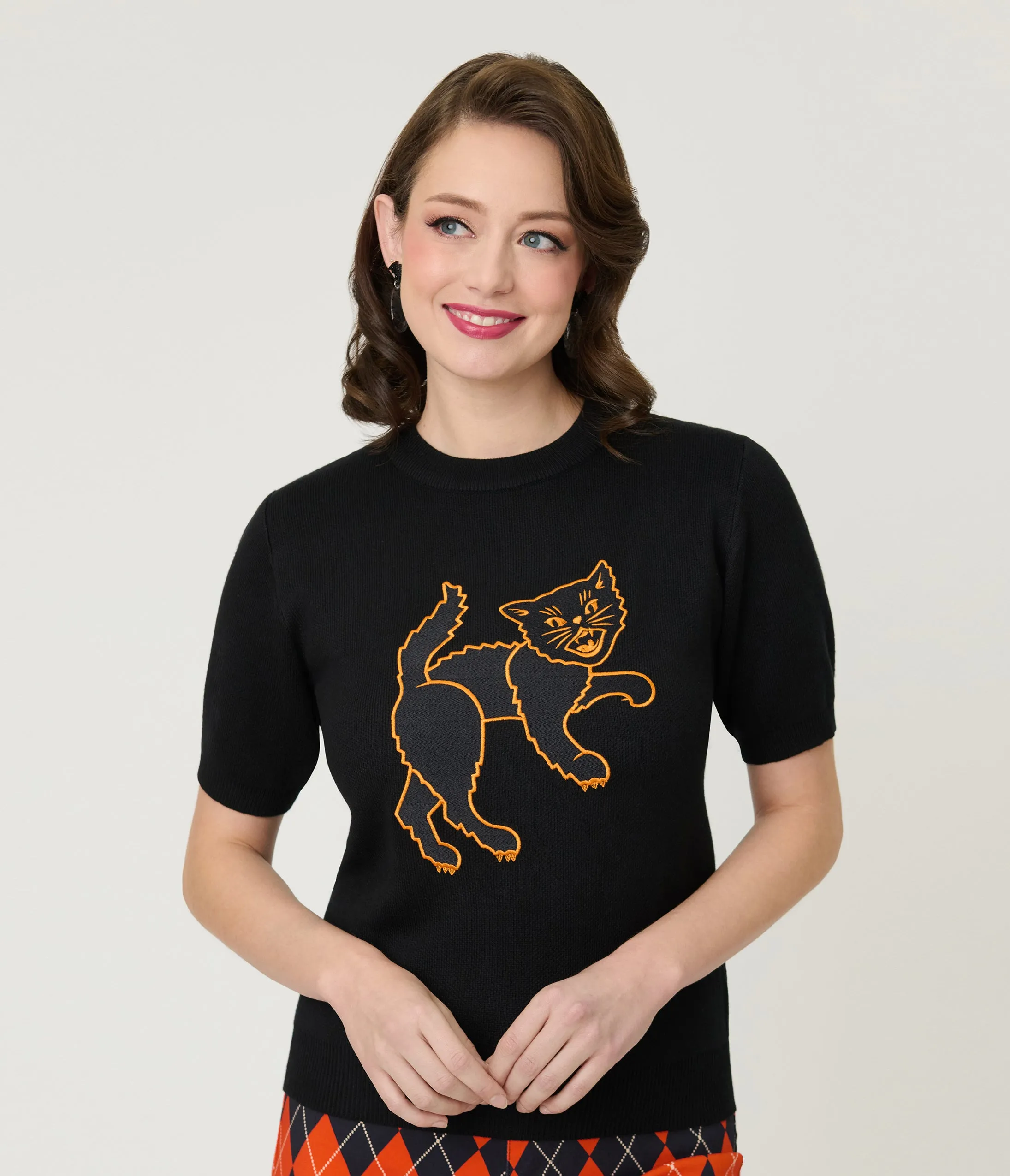 Black Scaredy Cat Knit Sweater sold by Unique Vintage product image thumbnail 3