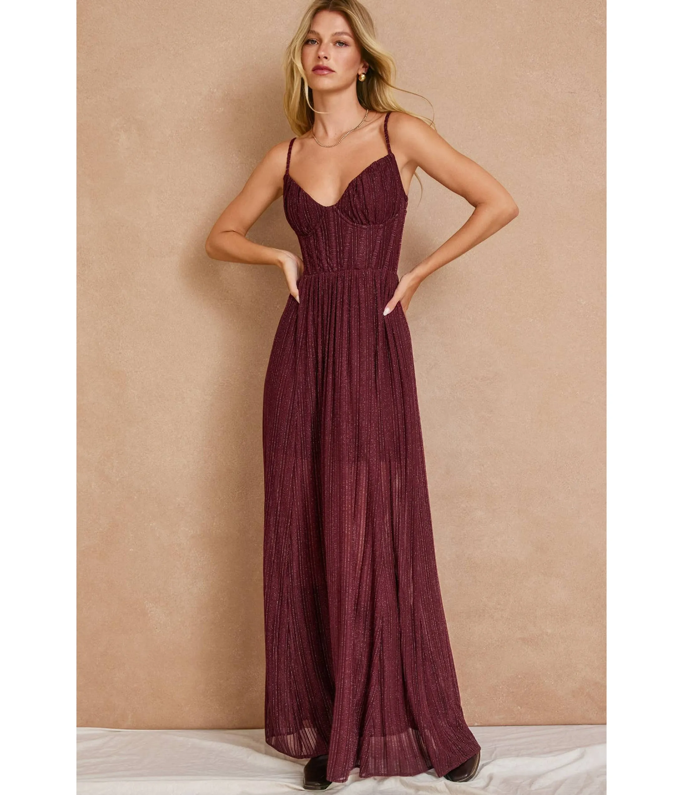 Maroon Corset Maxi Dress sold by Unique Vintage product image thumbnail 3