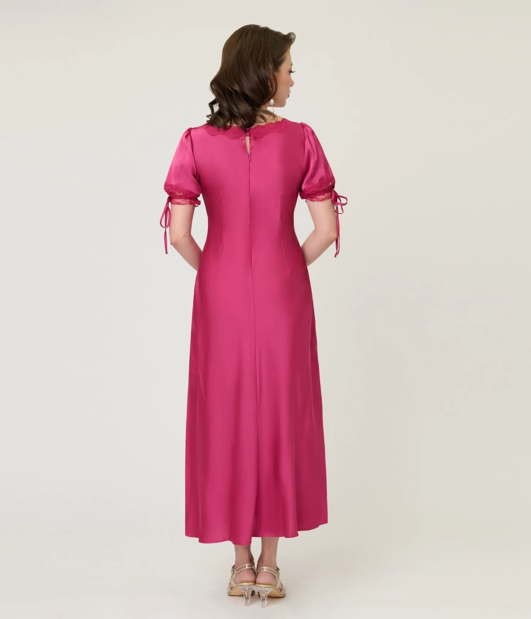 Pink Lace Trim Midi Dress sold by Unique Vintage product image thumbnail 2