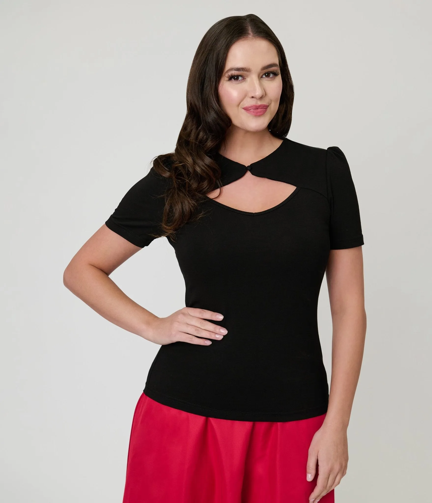 Black Cutout Cotton Top sold by Unique Vintage product image thumbnail 3