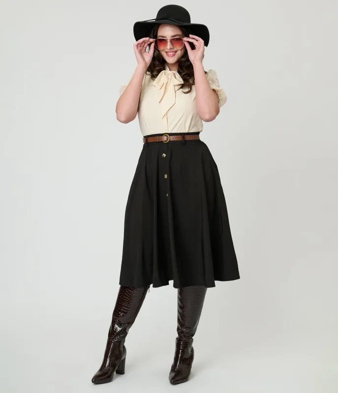 Black Swing Skirt sold by Unique Vintage