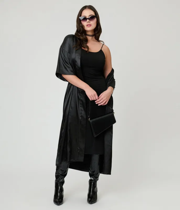 Black Satin Kimono sold by Unique Vintage