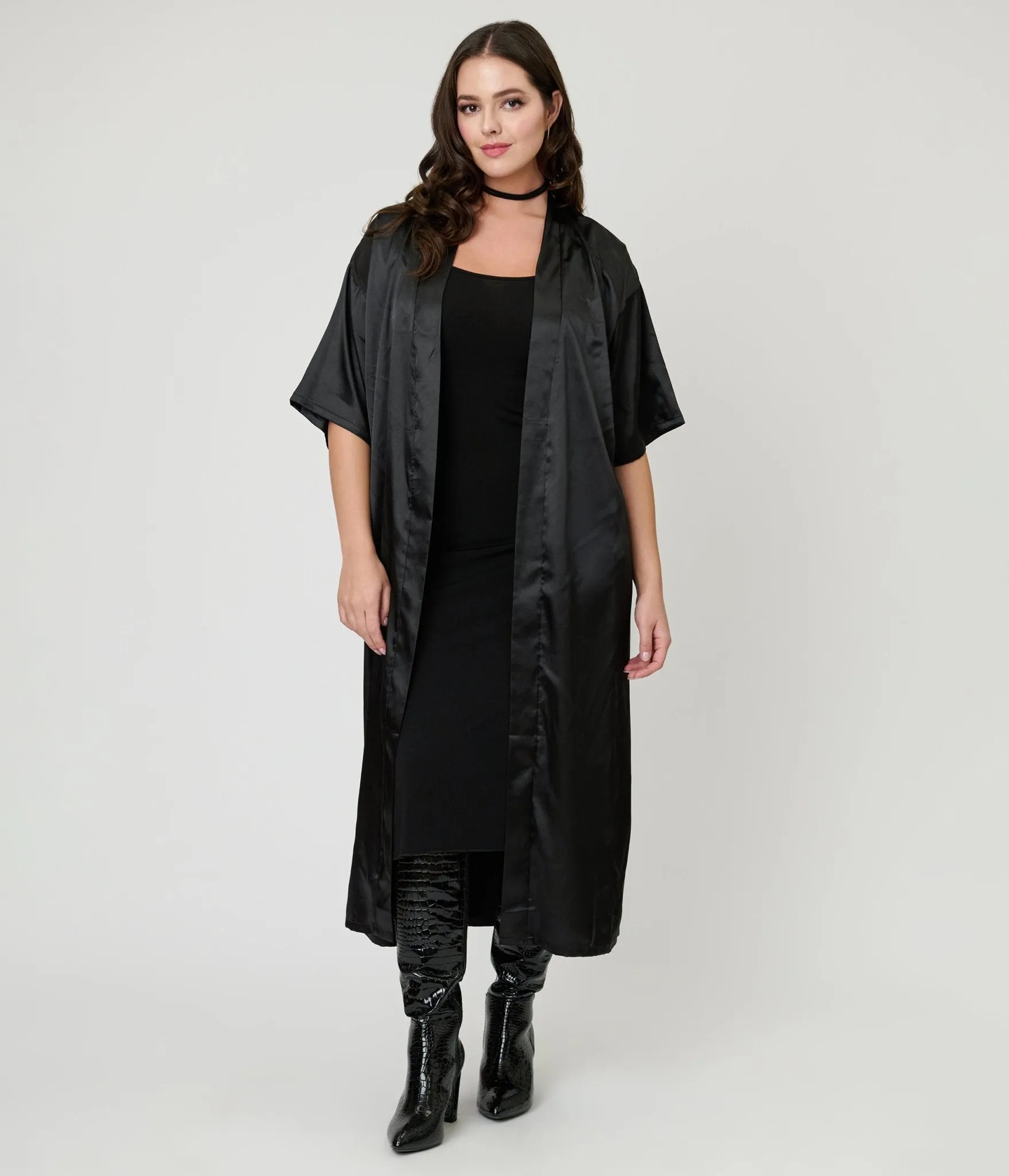 Black Satin Kimono sold by Unique Vintage product image thumbnail 4
