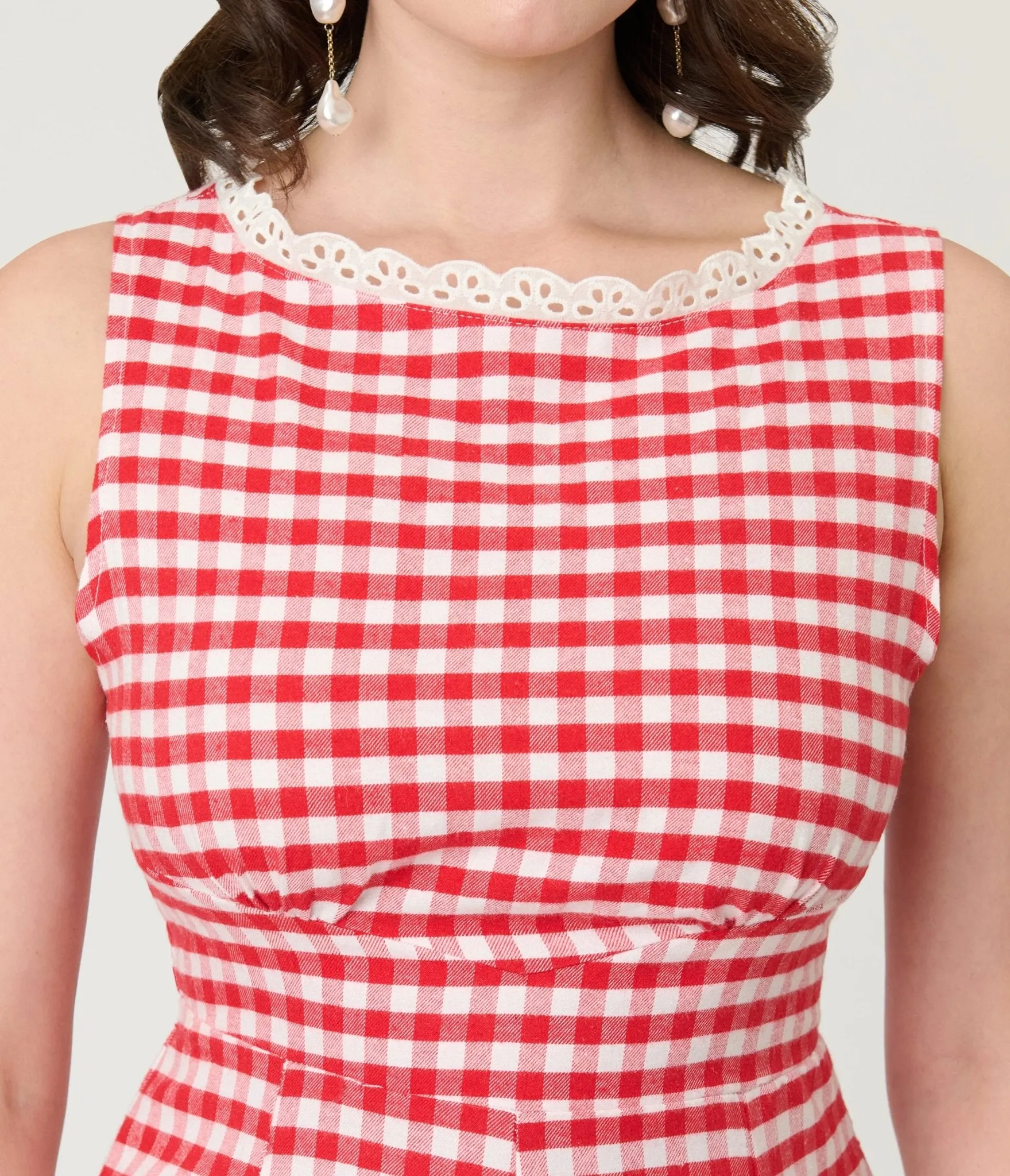 Red Gingham Sleeveless Romper sold by Unique Vintage product image thumbnail 4