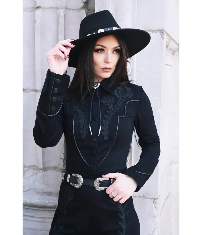 Katakomb Black Western Dallas Blouse made by Unique Vintage