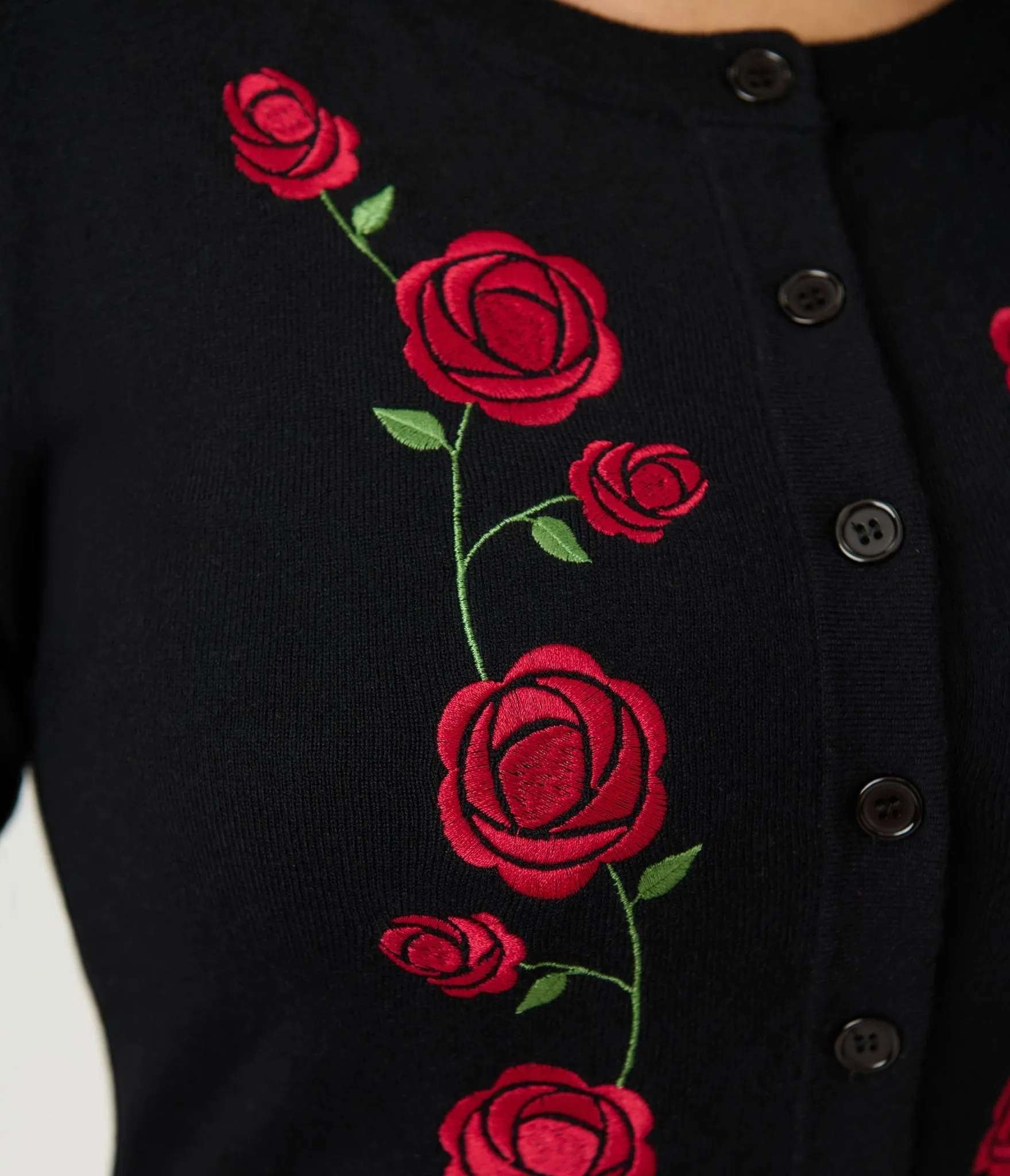 Unique Vintage Black & Red Roses Bookworm Cardigan sold by Unique Vintage product image thumbnail 4