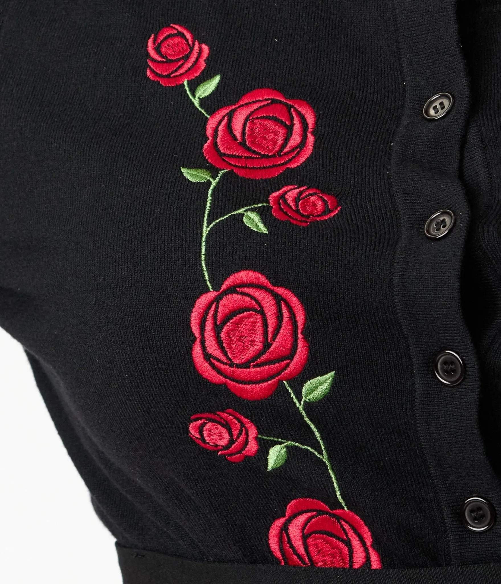 Unique Vintage Plus Size Black & Red Roses Bookworm Cardigan sold by Unique Vintage product image thumbnail 4