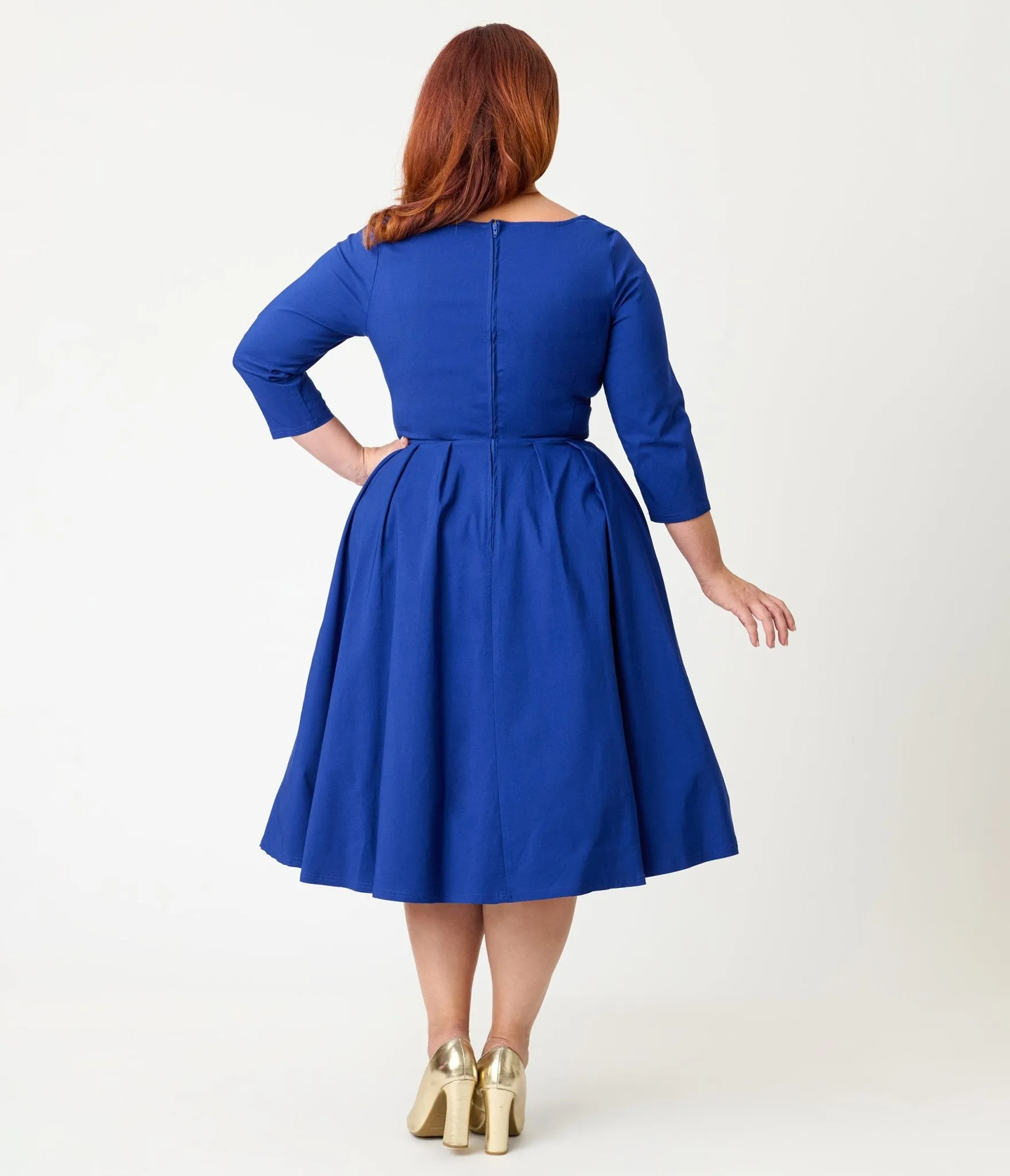 Unique Vintage Plus Size Royal Blue Bengaline Front Twist Swing Dress sold by Unique Vintage product image thumbnail 2
