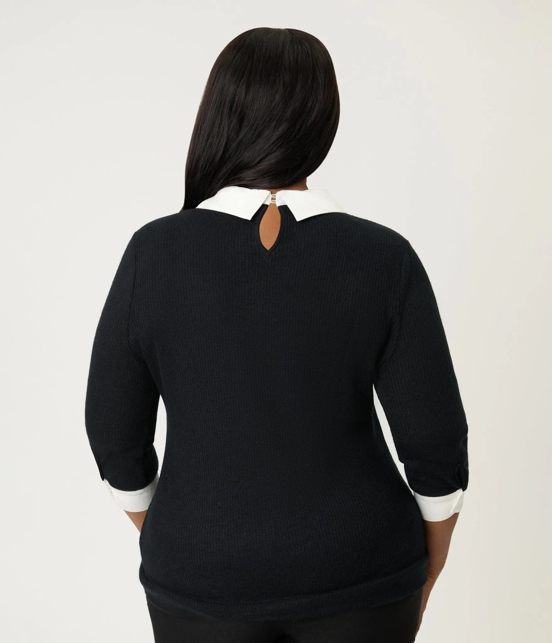 Unique Vintage Plus Size Black & White Gingerbread Man Collar Sabrina Sweater sold by Unique Vintage product image thumbnail 2