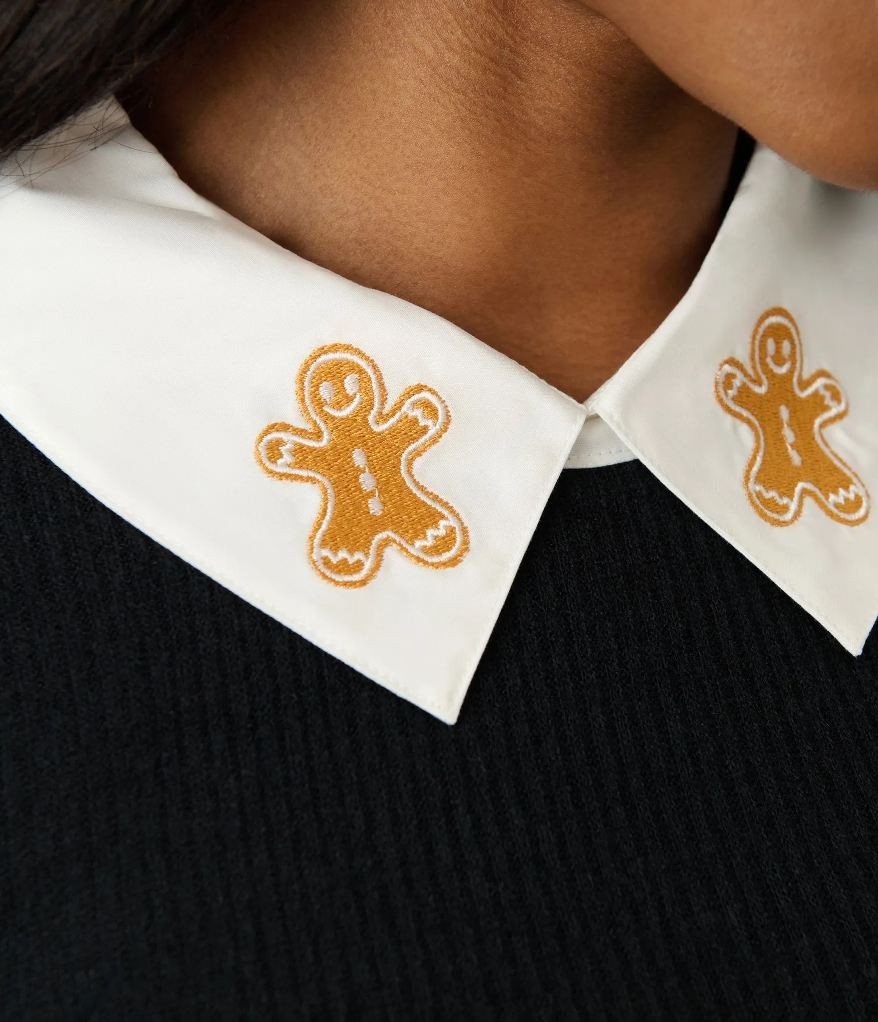 Unique Vintage Plus Size Black & White Gingerbread Man Collar Sabrina Sweater sold by Unique Vintage product image thumbnail 4