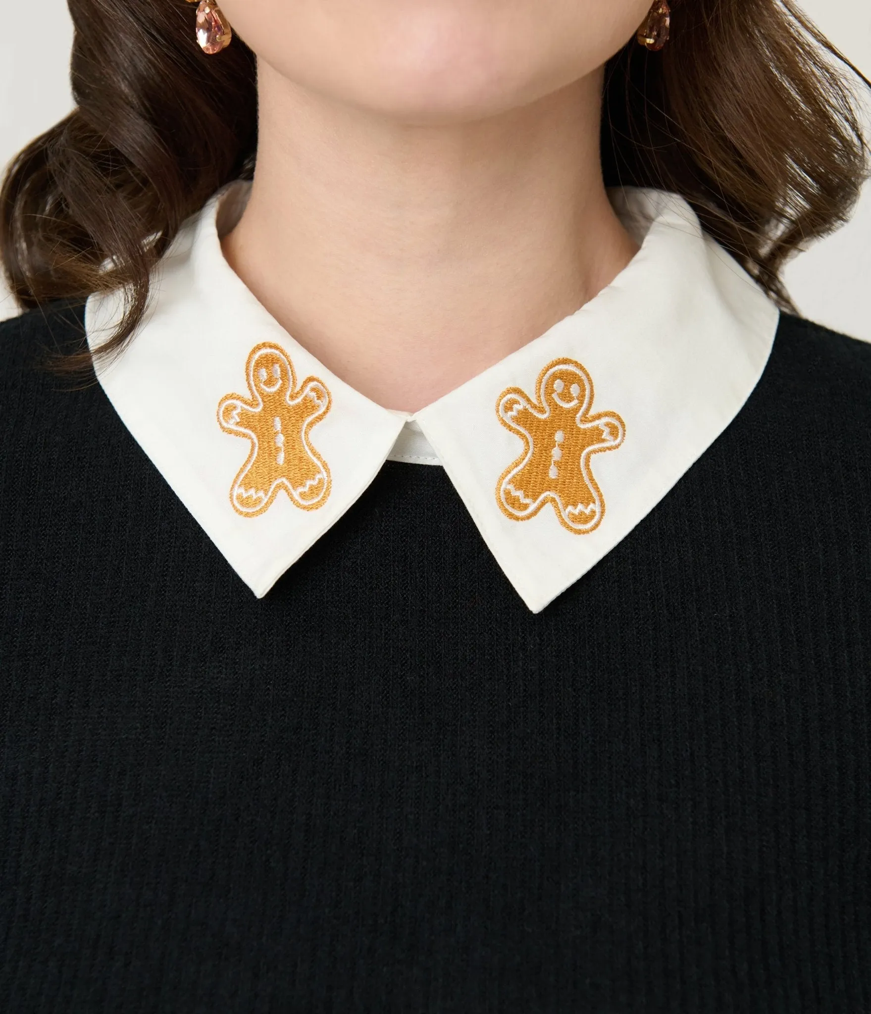 Unique Vintage Black & White Gingerbread Man Collar Sabrina Sweater sold by Unique Vintage product image thumbnail 4