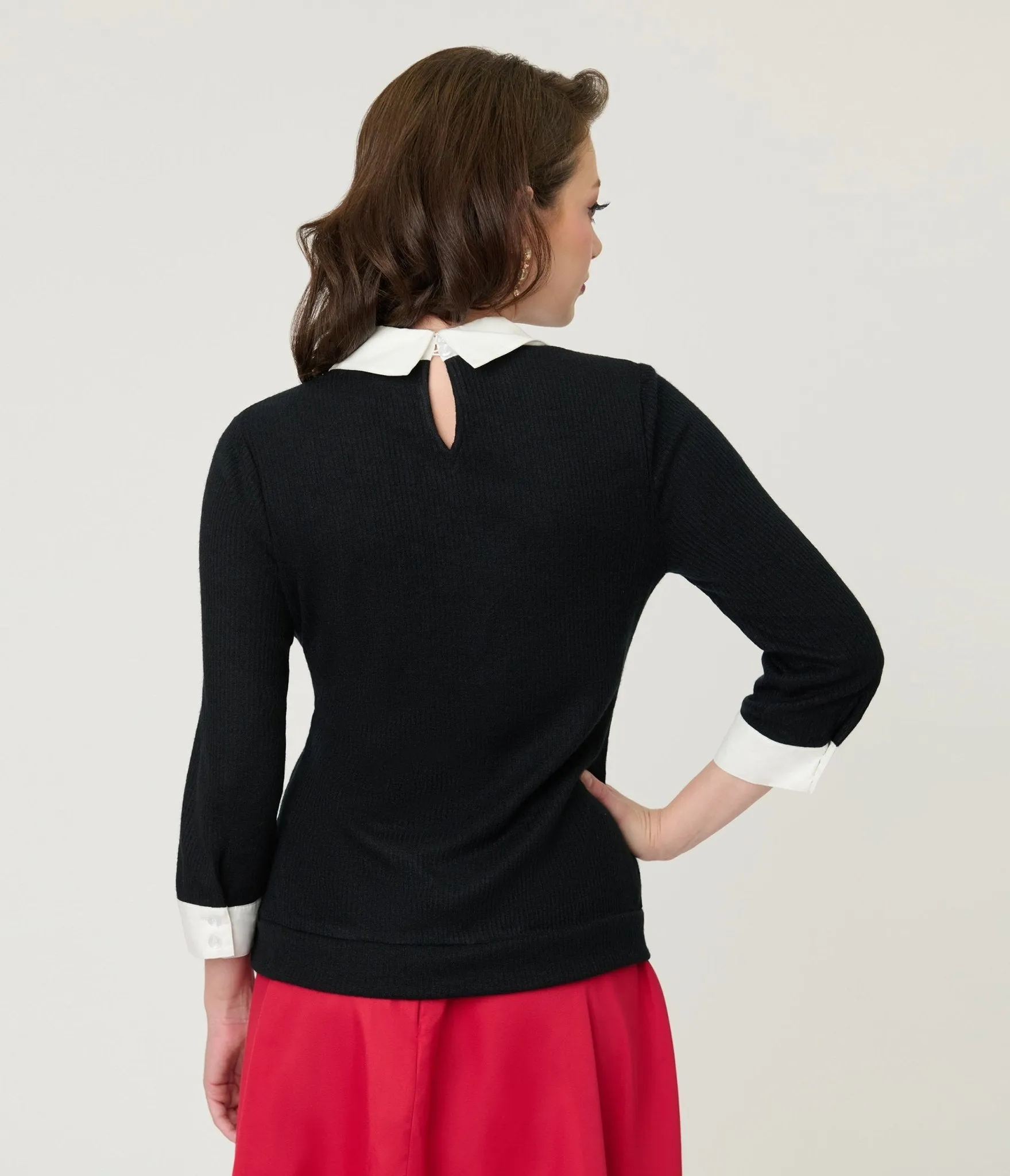 Unique Vintage Black & White Gingerbread Man Collar Sabrina Sweater sold by Unique Vintage product image thumbnail 2