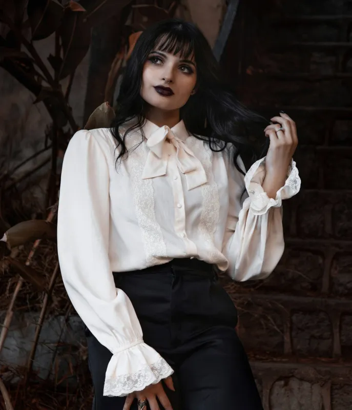 Cream Willow Bow Blouse sold by Unique Vintage