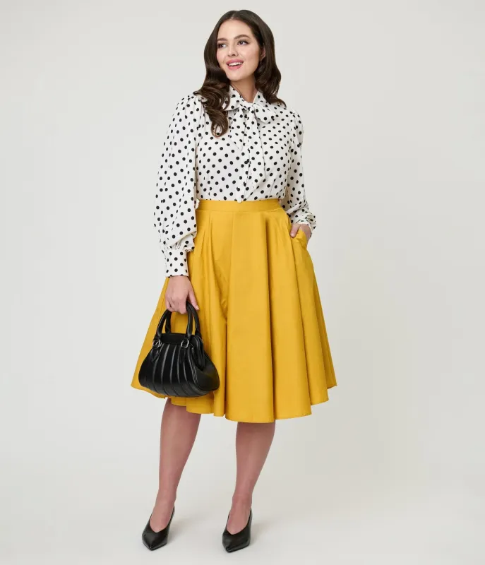 Magnolia Place Mustard Sally Swing Skirt sold by Unique Vintage