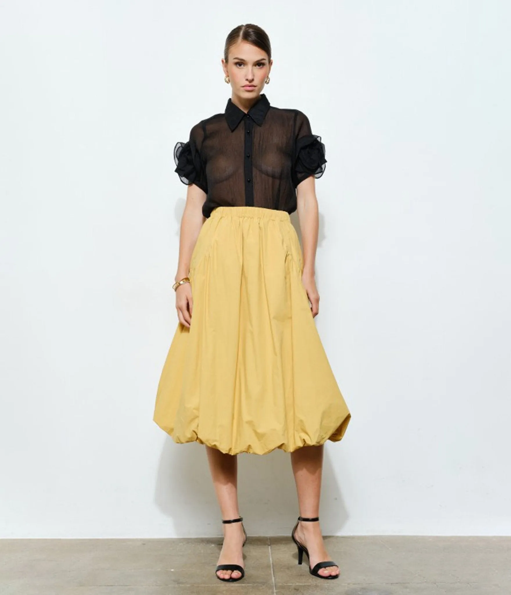 Black Organza Puff Sleeve Blouses sold by Unique Vintage product image thumbnail 4