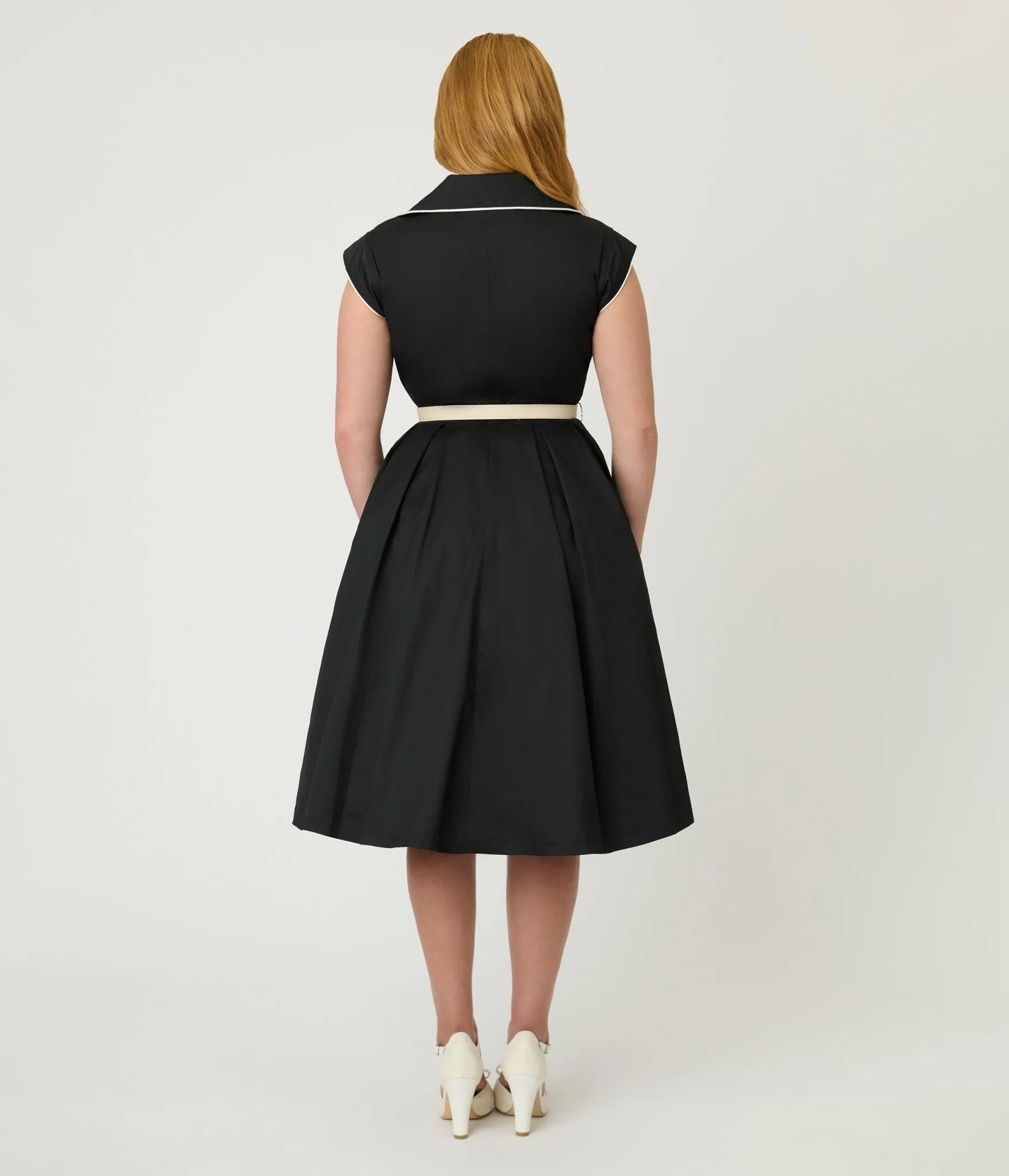 Unique Vintage Black & White Cotton Shirt Swing Dress sold by Unique Vintage product image thumbnail 2