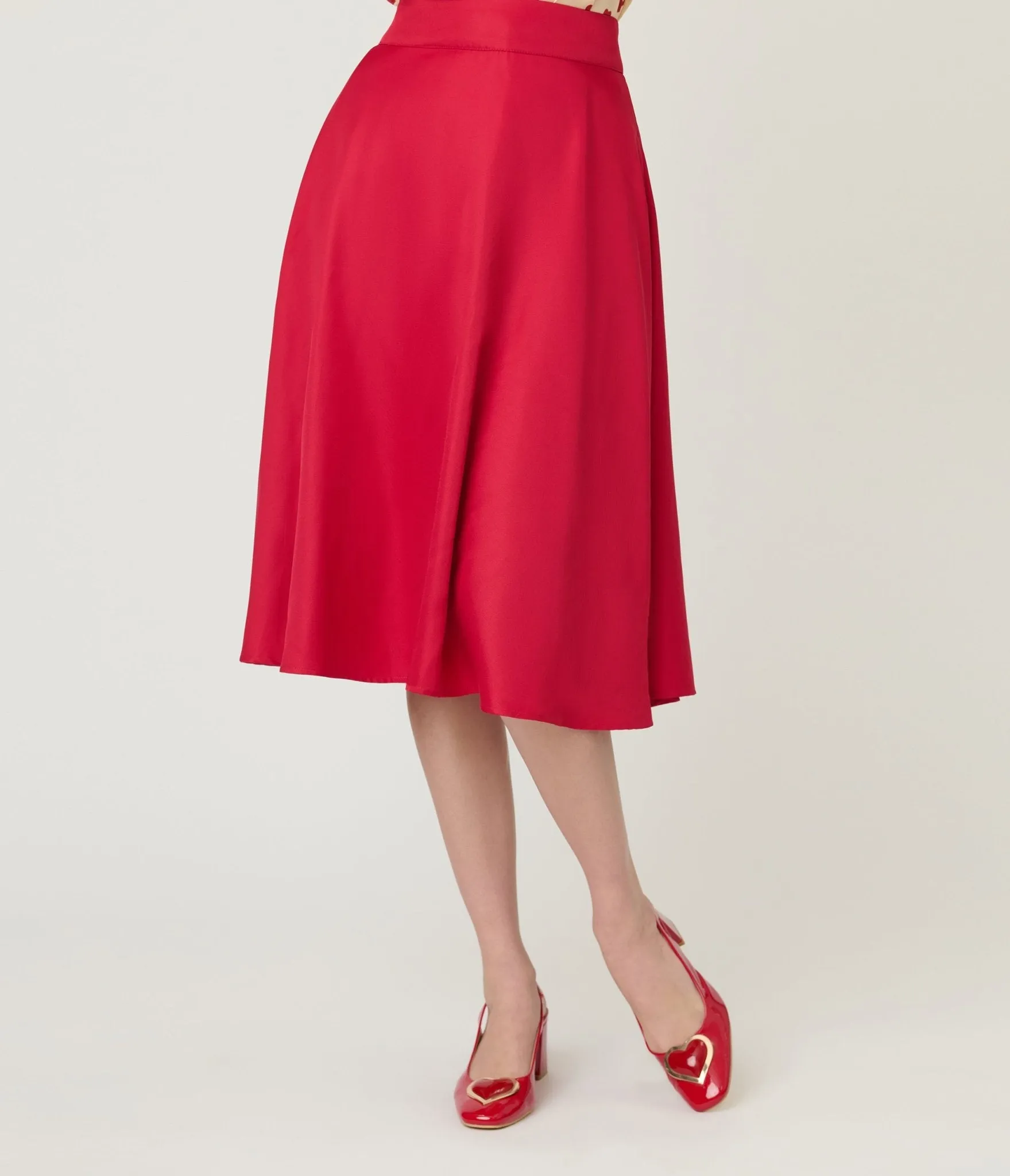 Unique Vintage Red High Waist Vivien Swing Skirt sold by Unique Vintage product image thumbnail 2