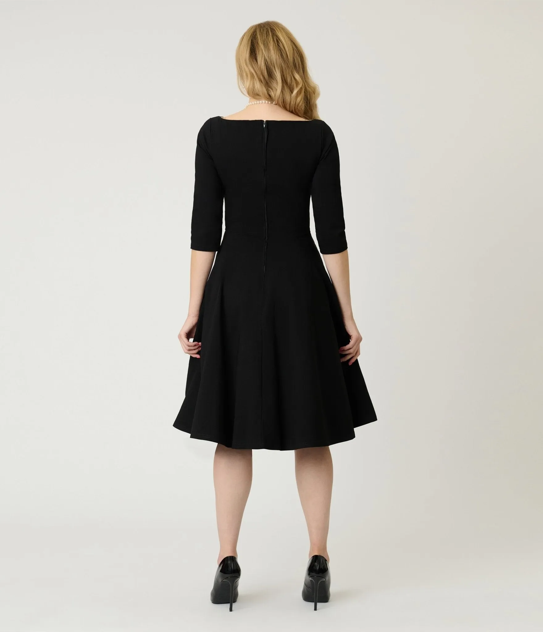Unique Vintage Black Scalloped Neck Swing Dress sold by Unique Vintage product image thumbnail 2