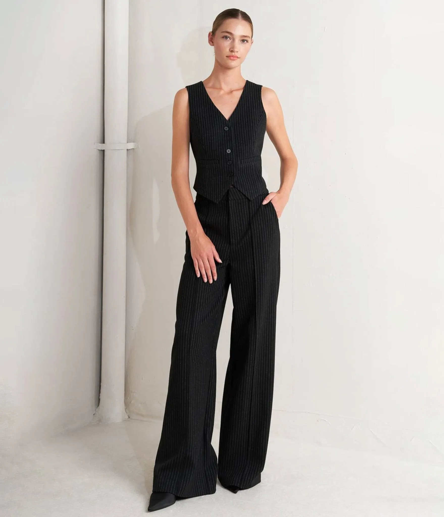 Black Woven Striped Vest sold by Unique Vintage product image thumbnail 4