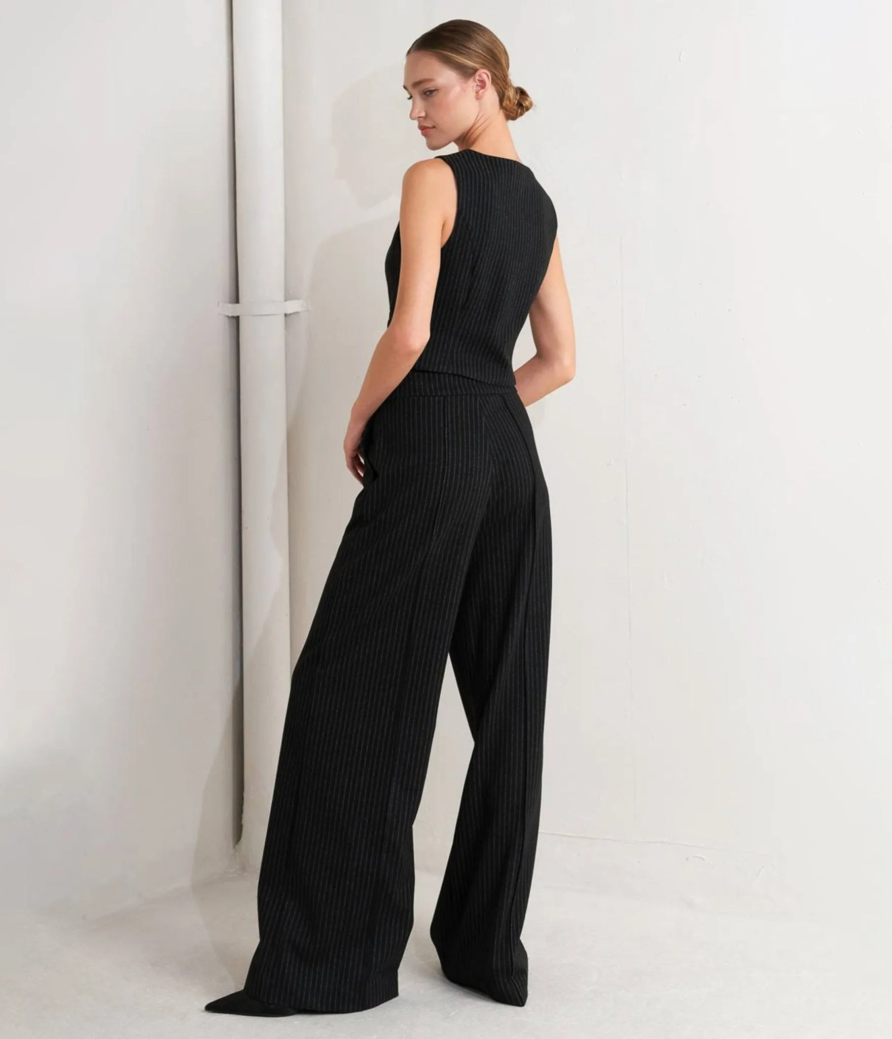 Black Woven Striped Vest sold by Unique Vintage product image thumbnail 2