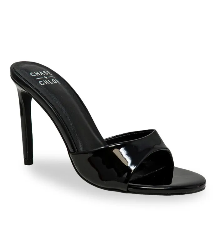 Black Patent Leatherette Peep Top Pumps sold by Unique Vintage