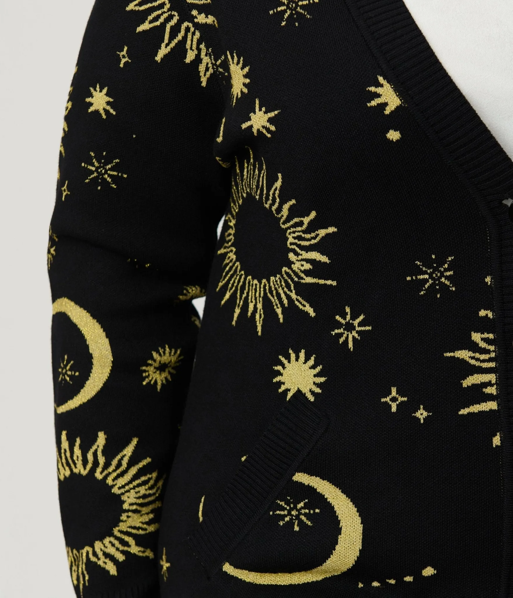 Unique Vintage Plus Size Black & Gold Celestial Button Cardigan sold by Unique Vintage product image thumbnail 4