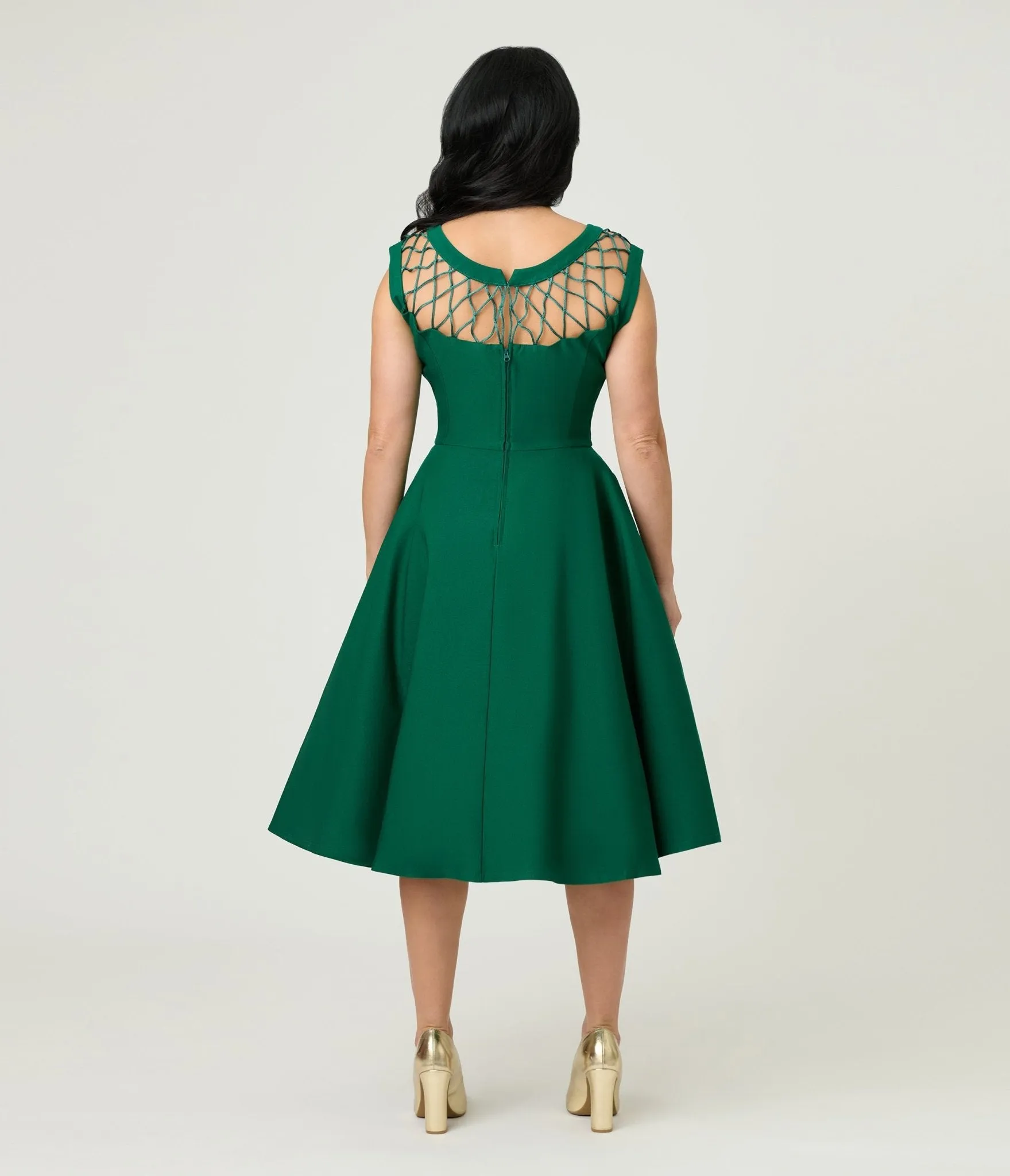 Unique Vintage Green Diamond Cable Swing Dress sold by Unique Vintage product image thumbnail 2