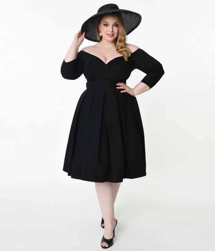 Unique Vintage Plus Size Black Marceline Swing Dress sold by Unique Vintage